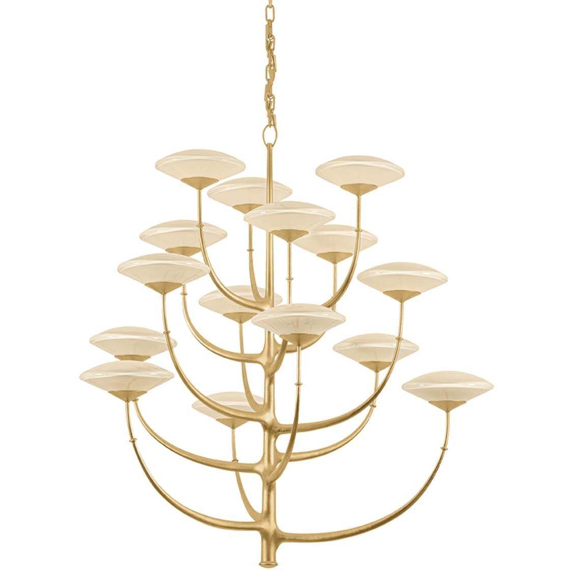 Pluro 15 Light 46 inch Vintage Gold Leaf Chandelier Ceiling Light