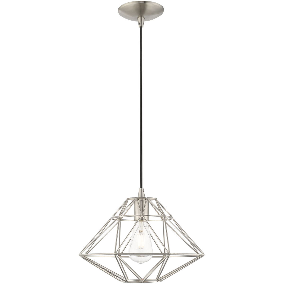 Geometric 1 Light 13.5 inch Brushed Nickel Mini Pendant Ceiling Light