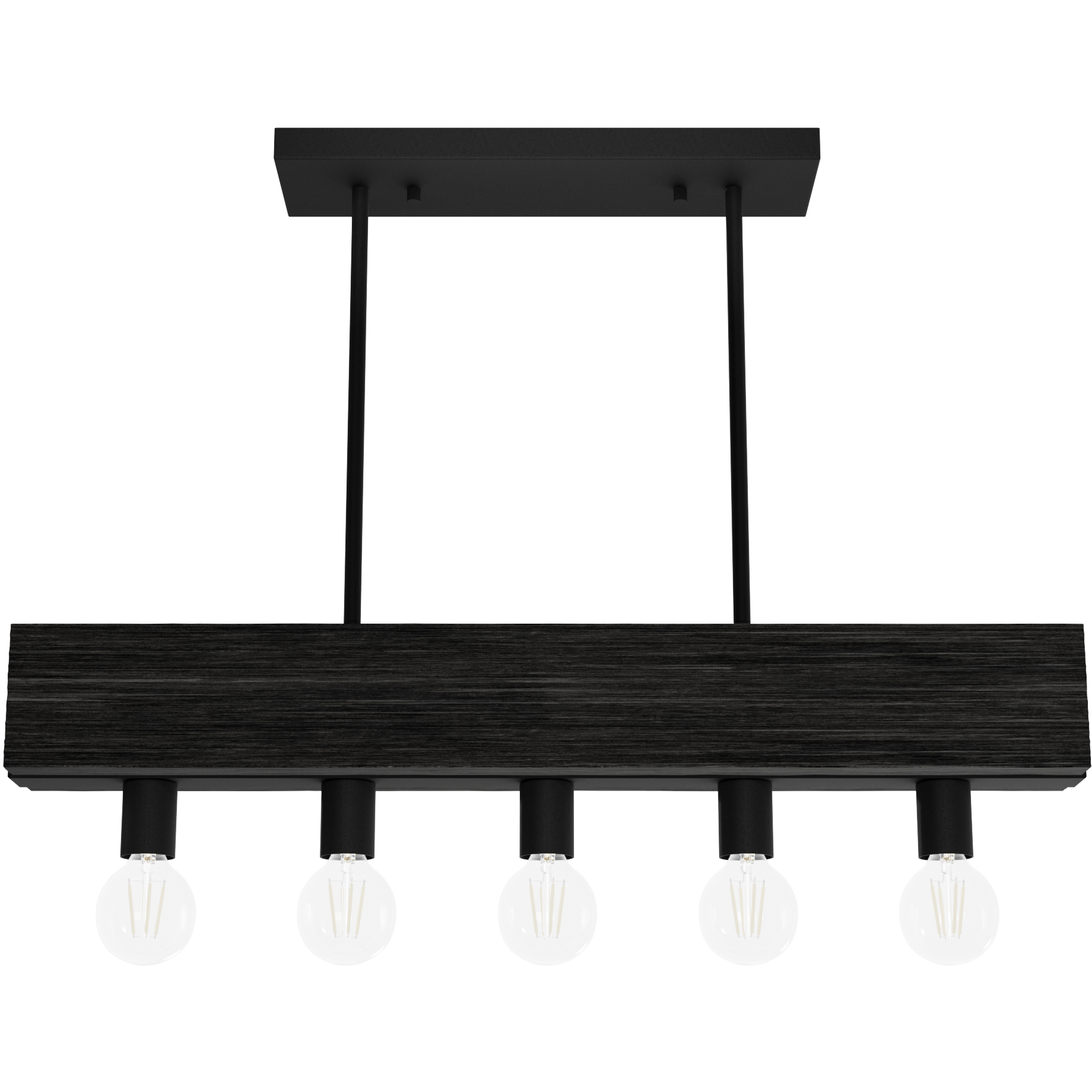Donelson 5 Light 30 inch Natural Black Iron and Dark Ash Linear Chandelier Ceiling Light, Small
