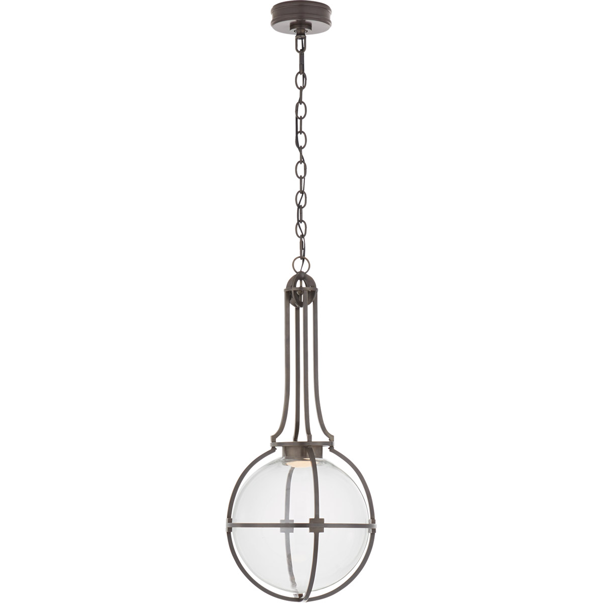 Chapman & Myers Gracie LED 13 inch Bronze Captured Globe Pendant Ceiling Light, Medium