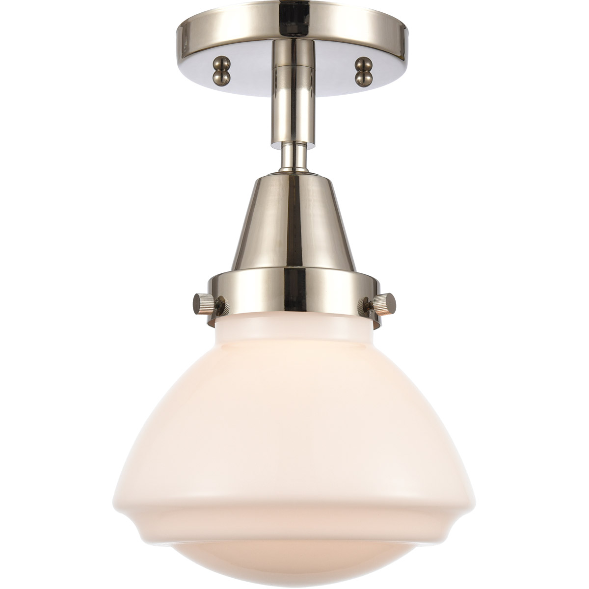 Franklin Restoration Olean 1 Light 6.75 inch Polished Nickel Flush Mount Ceiling Light in Matte White Glass
