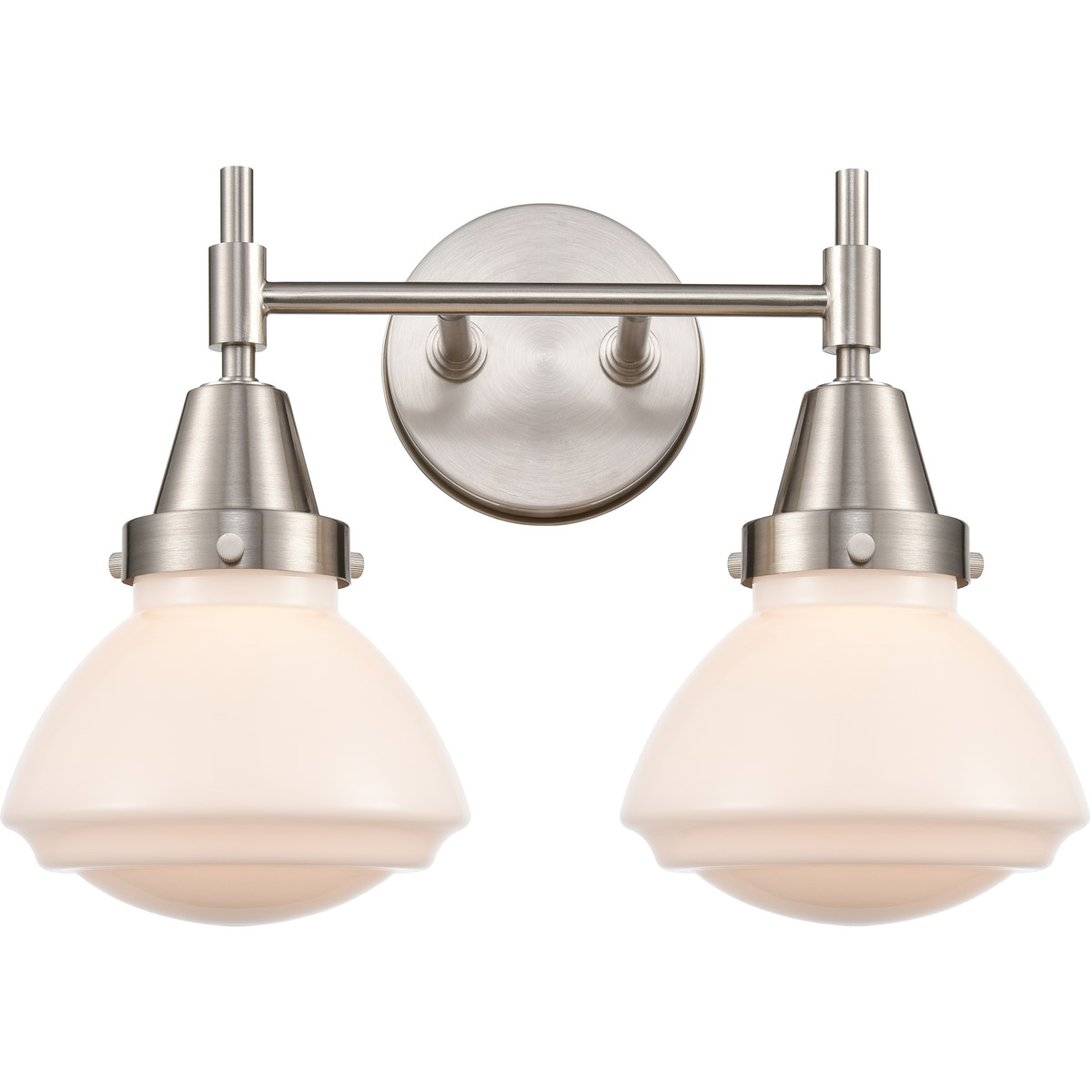Caden 2 Light 16 inch Satin Nickel Bath Vanity Light Wall Light in Matte White Glass