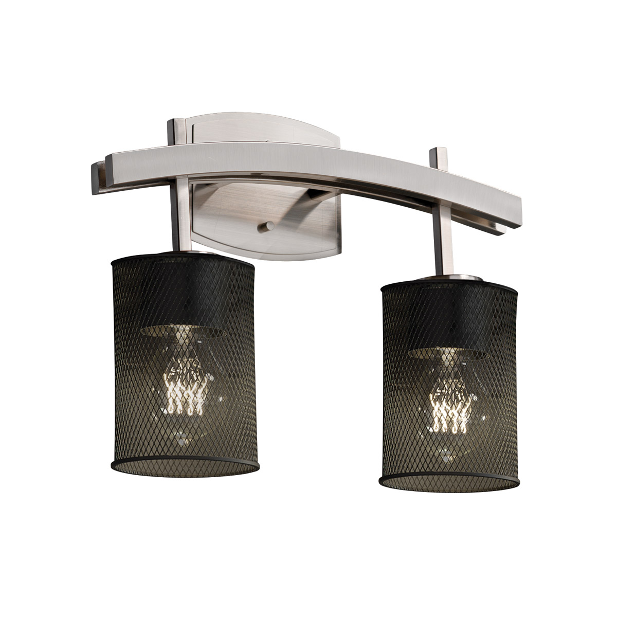 Archway 2 Light 15.5 inch Brushed Nickel Bath Light Wall Light in Cylinder with Flat Rim