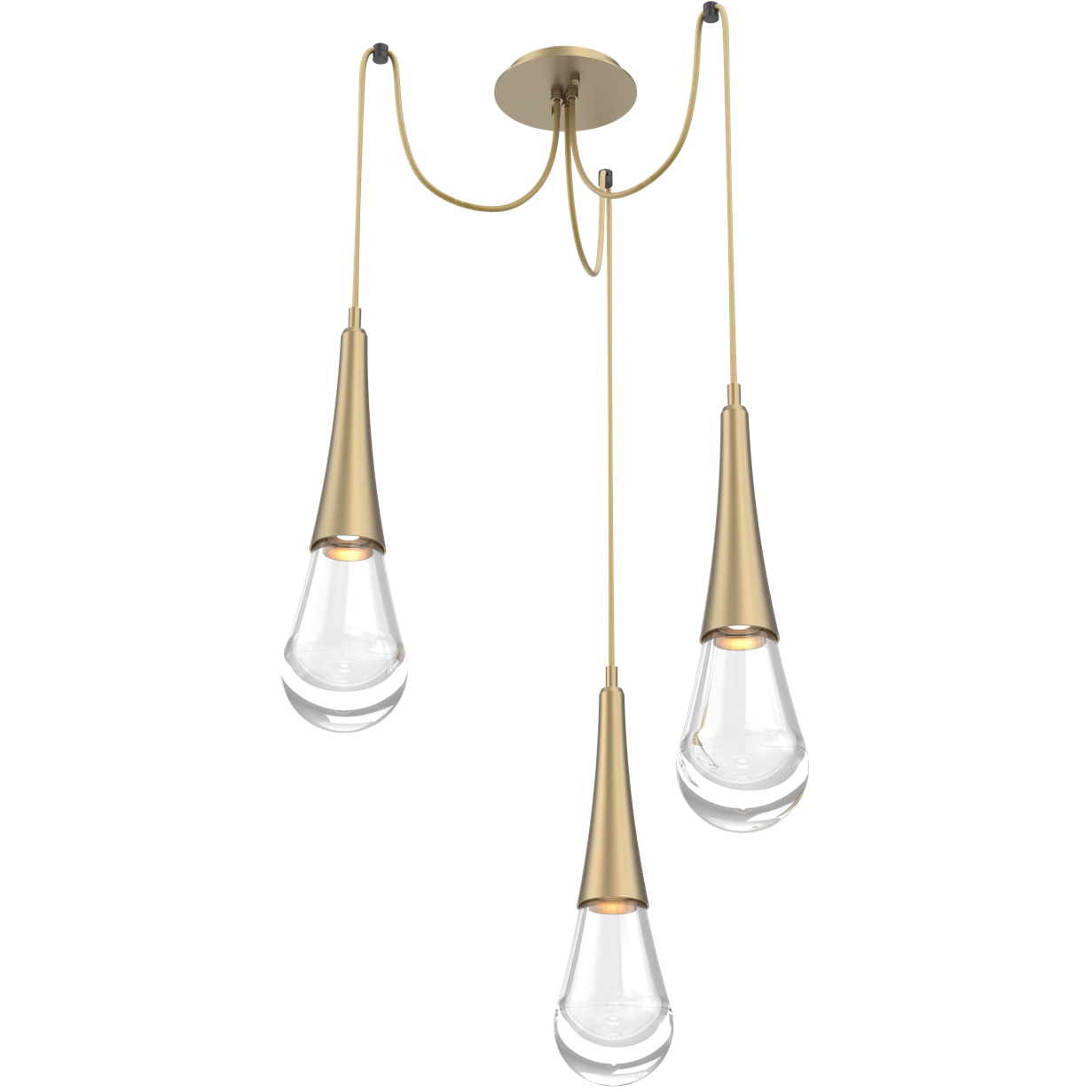 Raindrop LED 13.6 inch Gilded Brass Swag Multi-Pendant Ceiling Light in 3000K LED