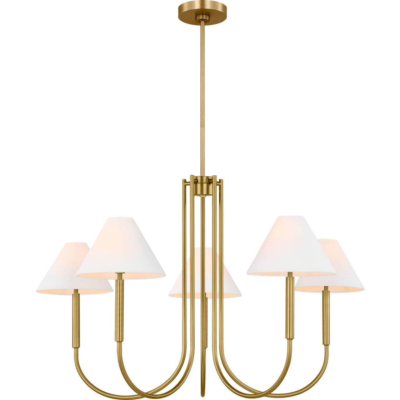 Drew & Jonathan Porteau 6 Light 38 inch Satin Brass Chandelier Ceiling Light
