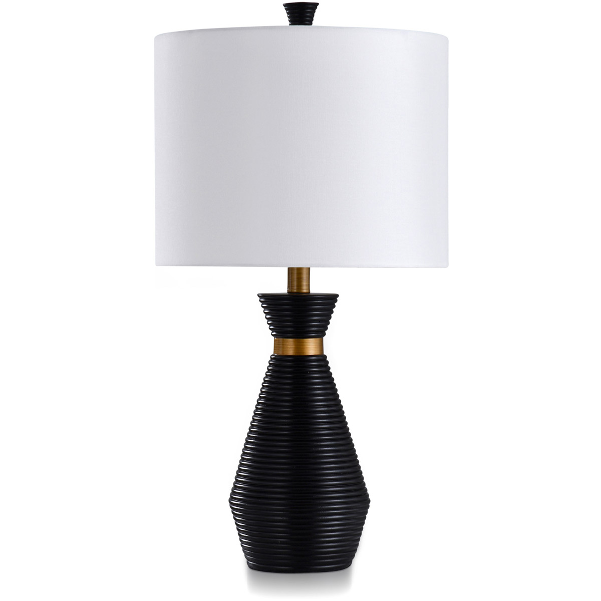 Gemma Washboard Round Column Table Lamp Gloss Black Gold