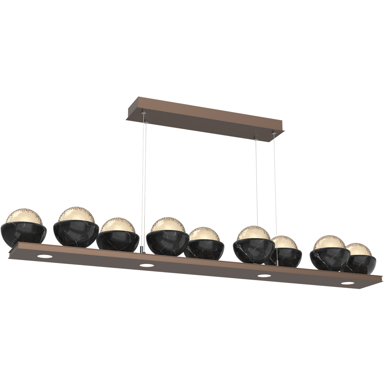 Cabochon LED 58.8 inch Burnished Bronze with Black Marble Linear Chandelier Ceiling Light in Amber, 2700K LED