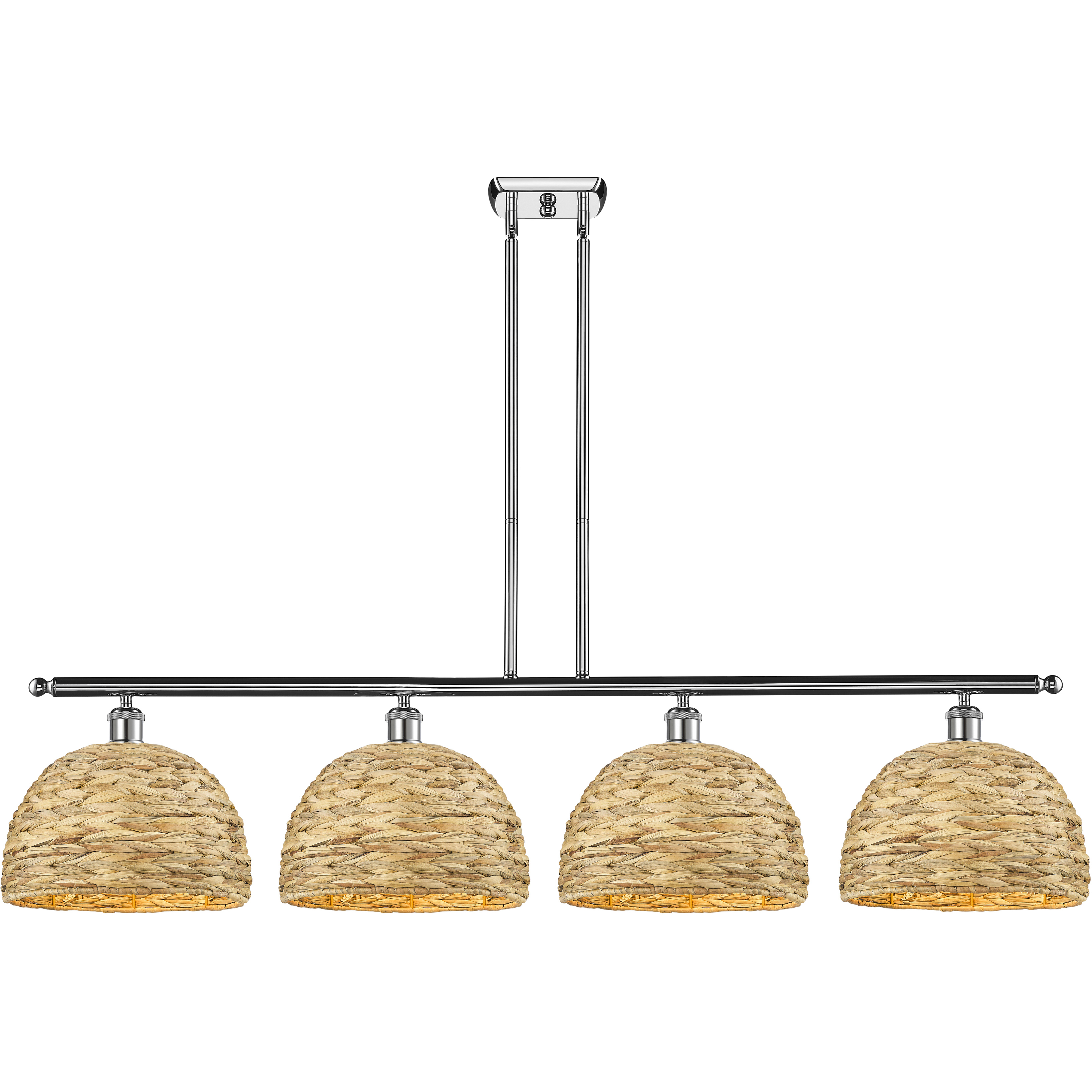 Woven Rattan Island Light Ceiling Light in Polished Chrome