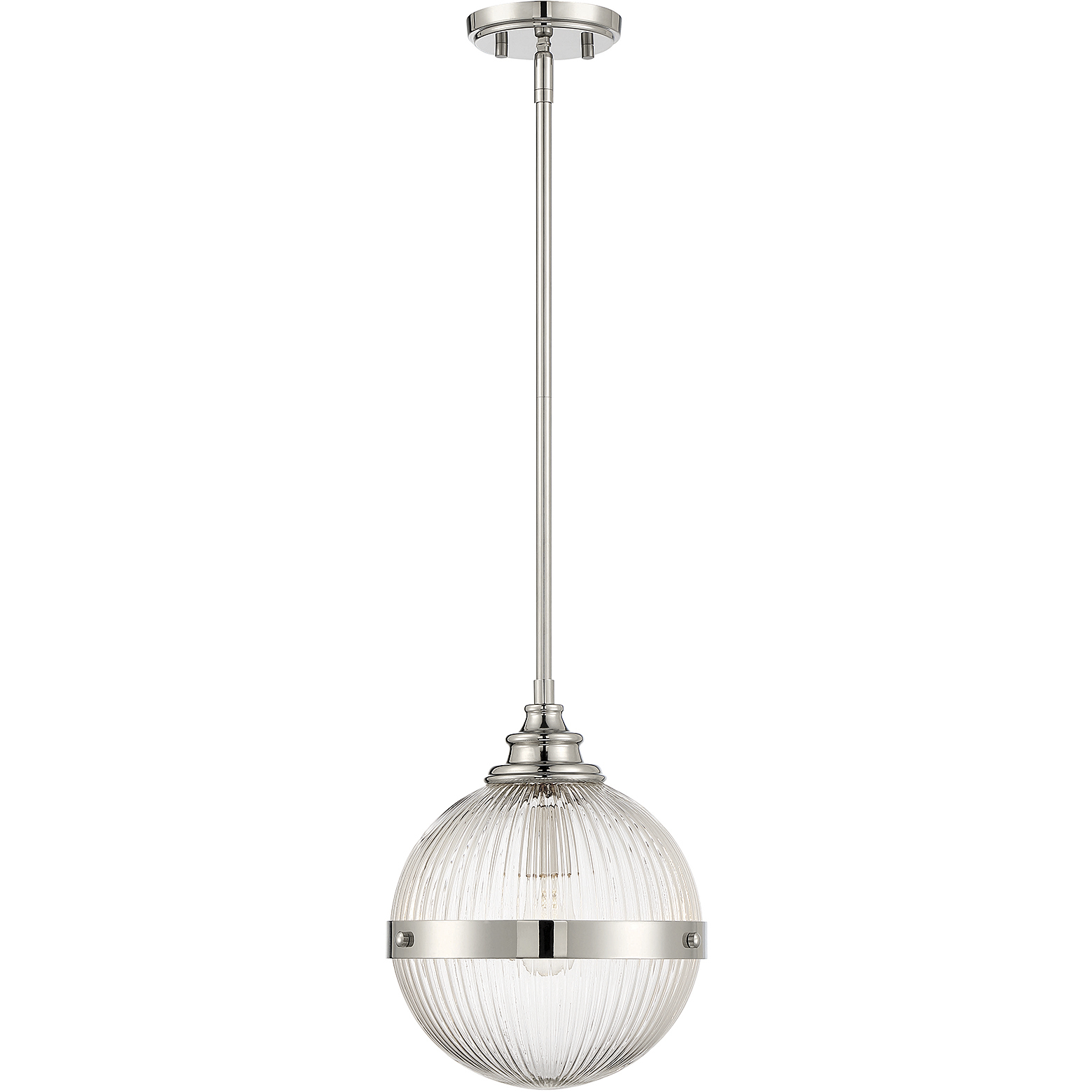 Modern 1 Light 10 inch Polished Nickel Mini-Pendant Ceiling Light