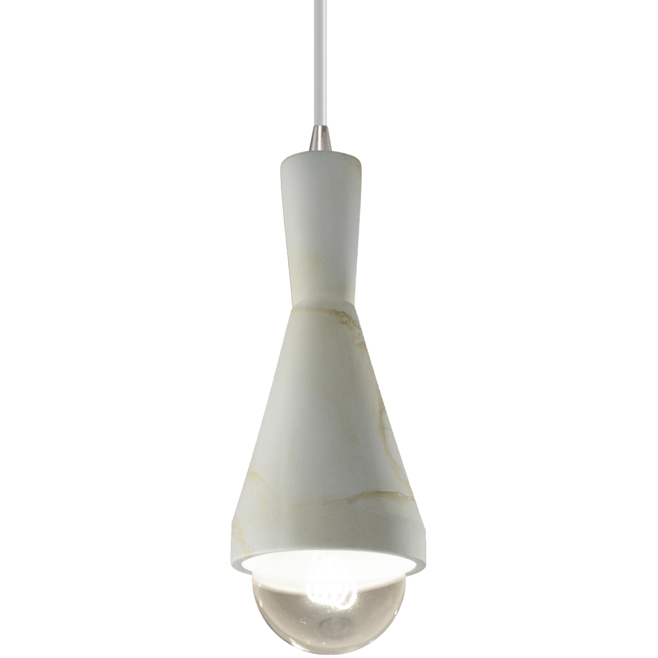 Radiance Collection - Erlen 1 Light 4.75 inch Carrara Marble and Brushed Nickel Pendant Ceiling Light in Replaceable Bulb, White, Form+Finish+Function