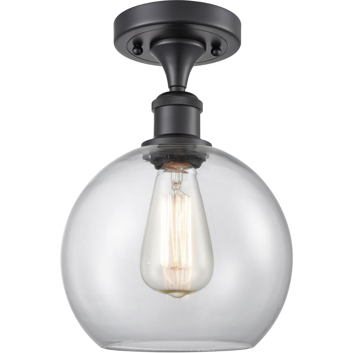 Ballston Athens 1 Light 8 inch Matte Black Semi-Flush Mount Ceiling Light in Clear Glass, Ballston
