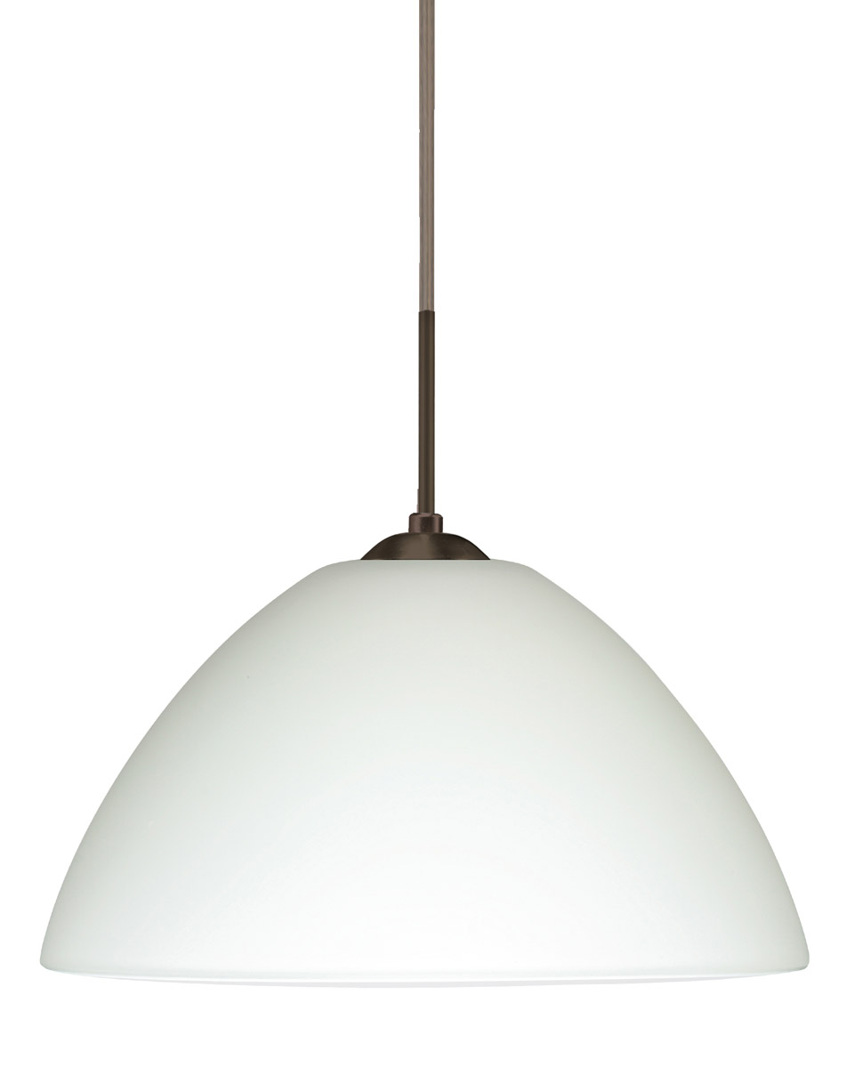Tessa LED Bronze Pendant Ceiling Light in White Glass