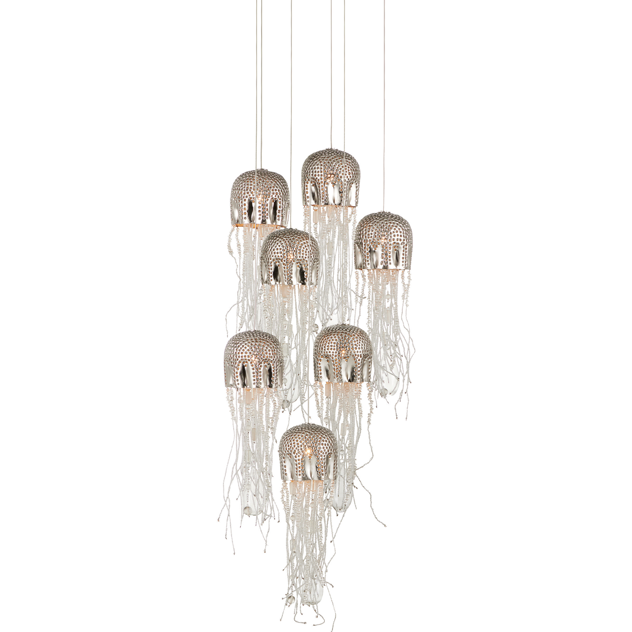 Medusa 7 Light 15 inch Silver Multi-Drop Pendant Ceiling Light