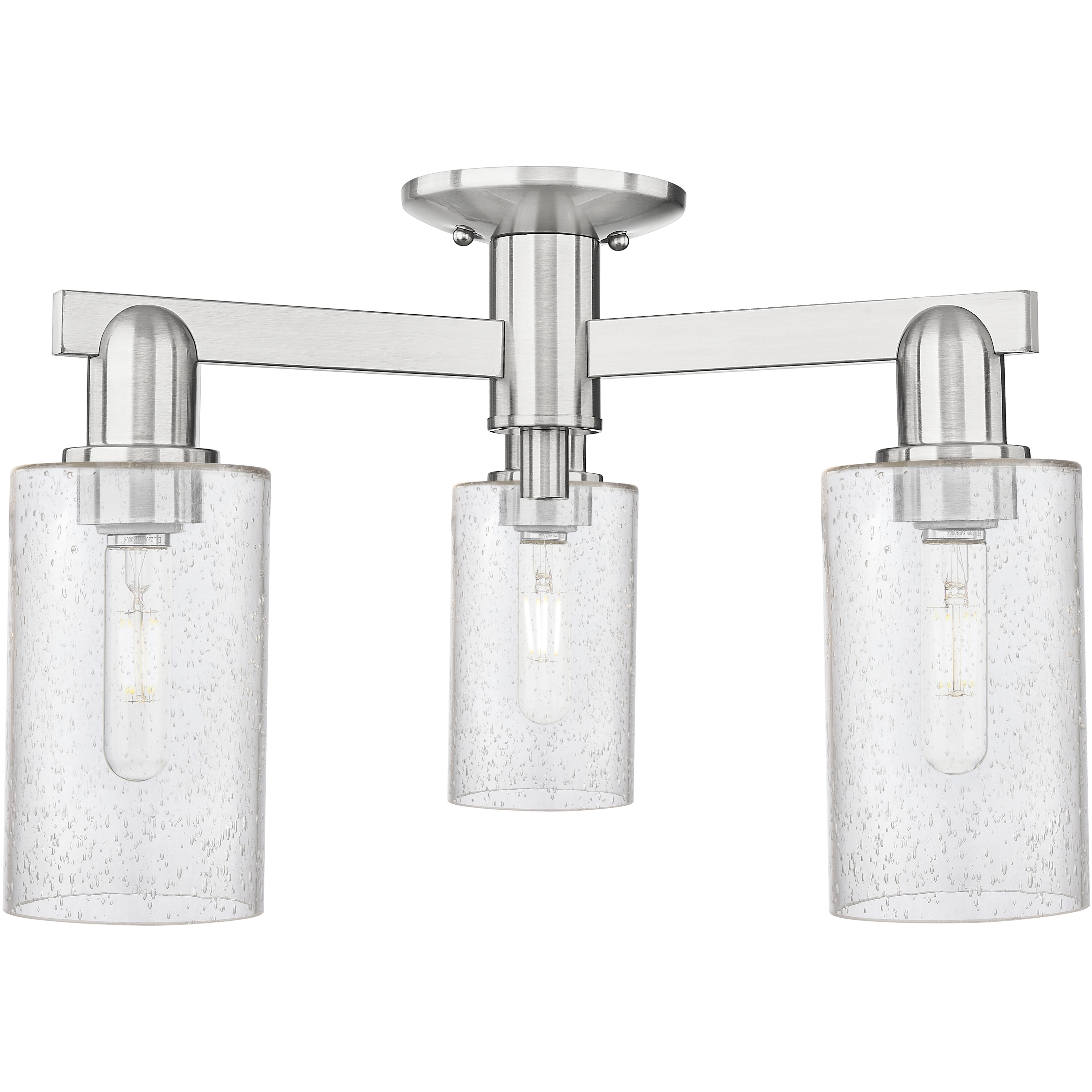 Arcadia Clymer 3 Light 21.38 inch Brushed Satin Nickel Semi-Flush Mount Ceiling Light in Seedy