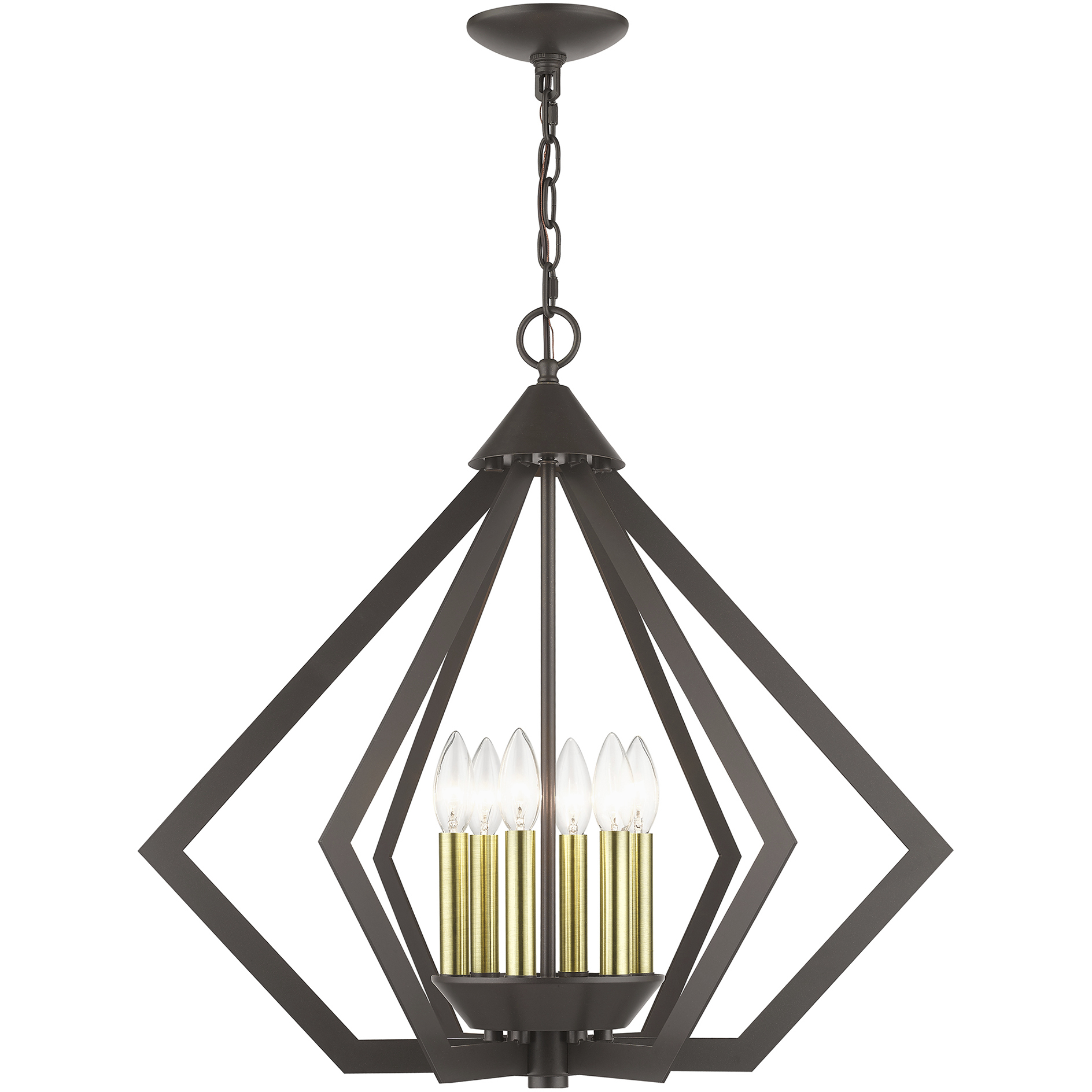 Prism 6 Light 26 inch English Bronze with Antique Brass Finish Accents Chandelier Ceiling Light