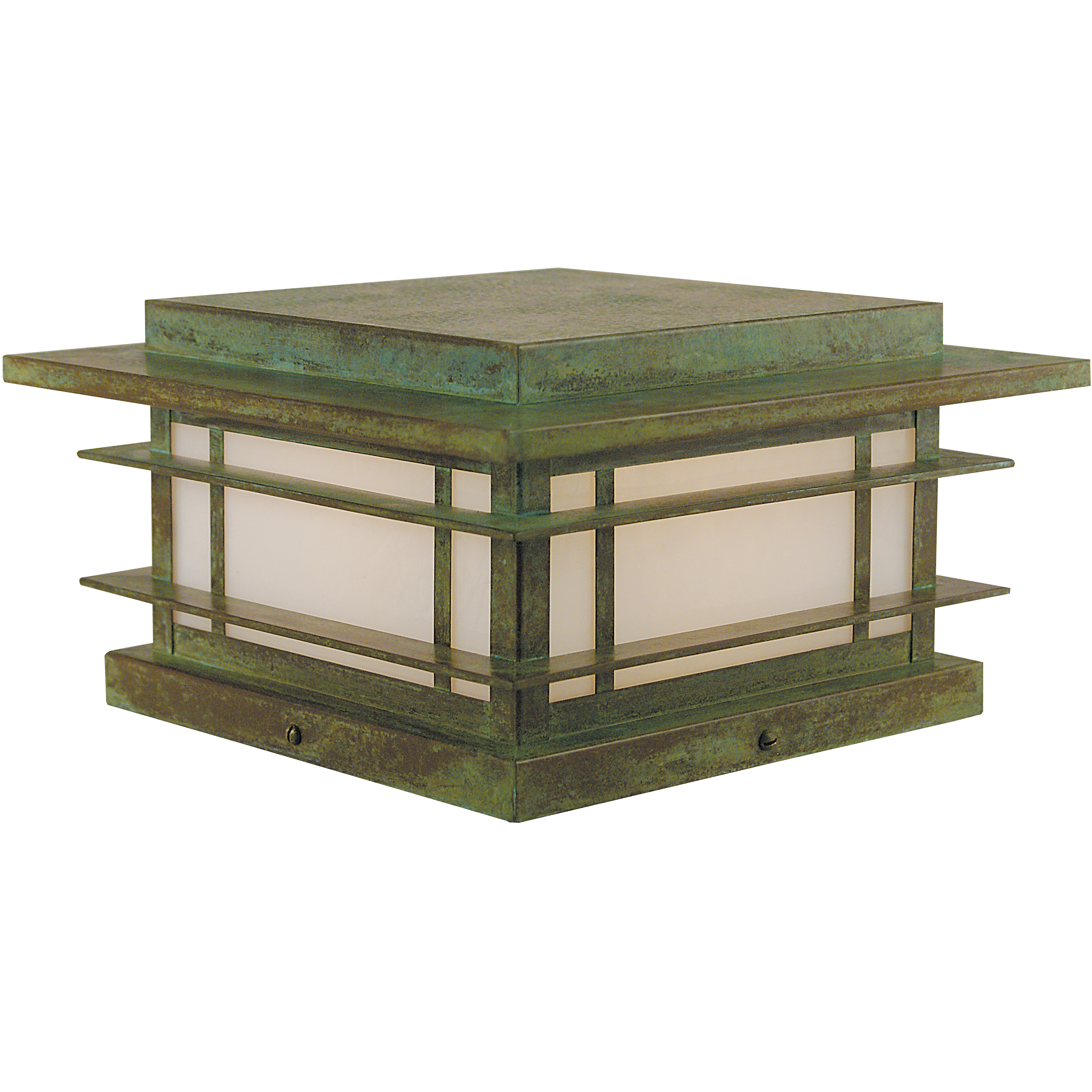 Oak Park 1 Light 5.5 inch Verdigris Patina Column Mount in White Opalescent