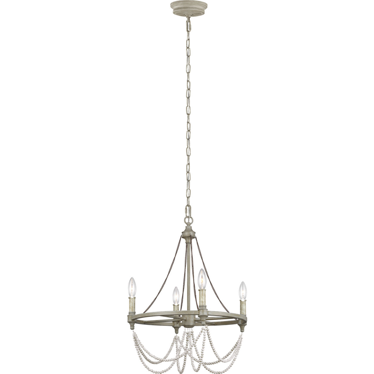 Sean Lavin Beverly 4 Light 18 inch French Washed Oak / Distressed White Wood Chandelier Ceiling Light