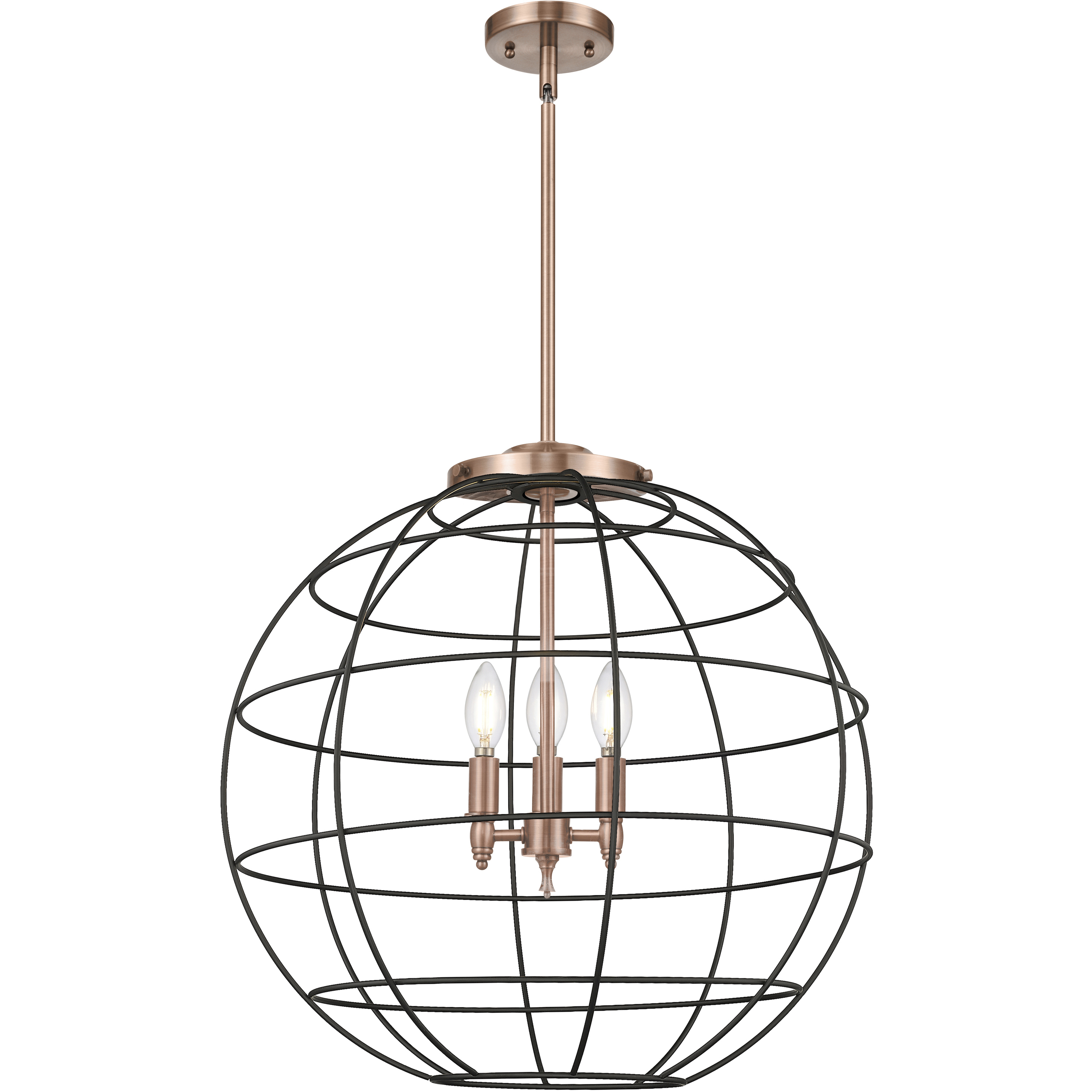 Lake Placid 3 Light 22 inch Antique Copper Pendant Ceiling Light