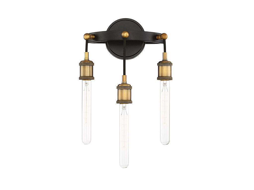 Campbell 3 Light 11 inch Vintage Black/Warm Brass Sconce Wall Light