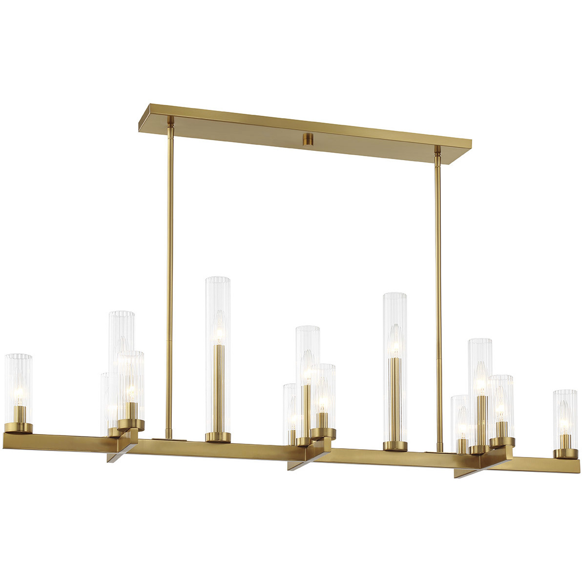 Carina 13 Light 47.5 inch Warm Brass Linear Chandelier Ceiling Light