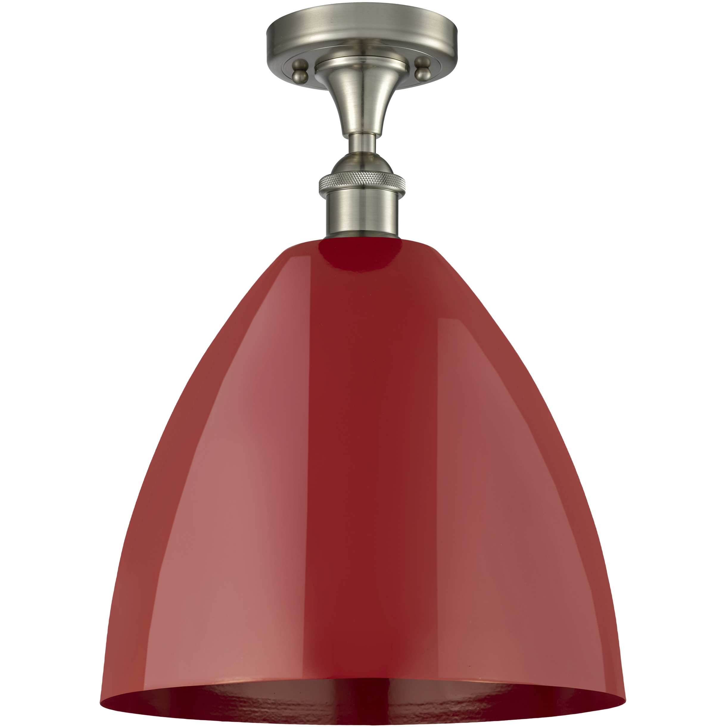 Edison Plymouth Dome 1 Light 12 inch Brushed Satin Nickel Semi-Flush Mount Ceiling Light in Red