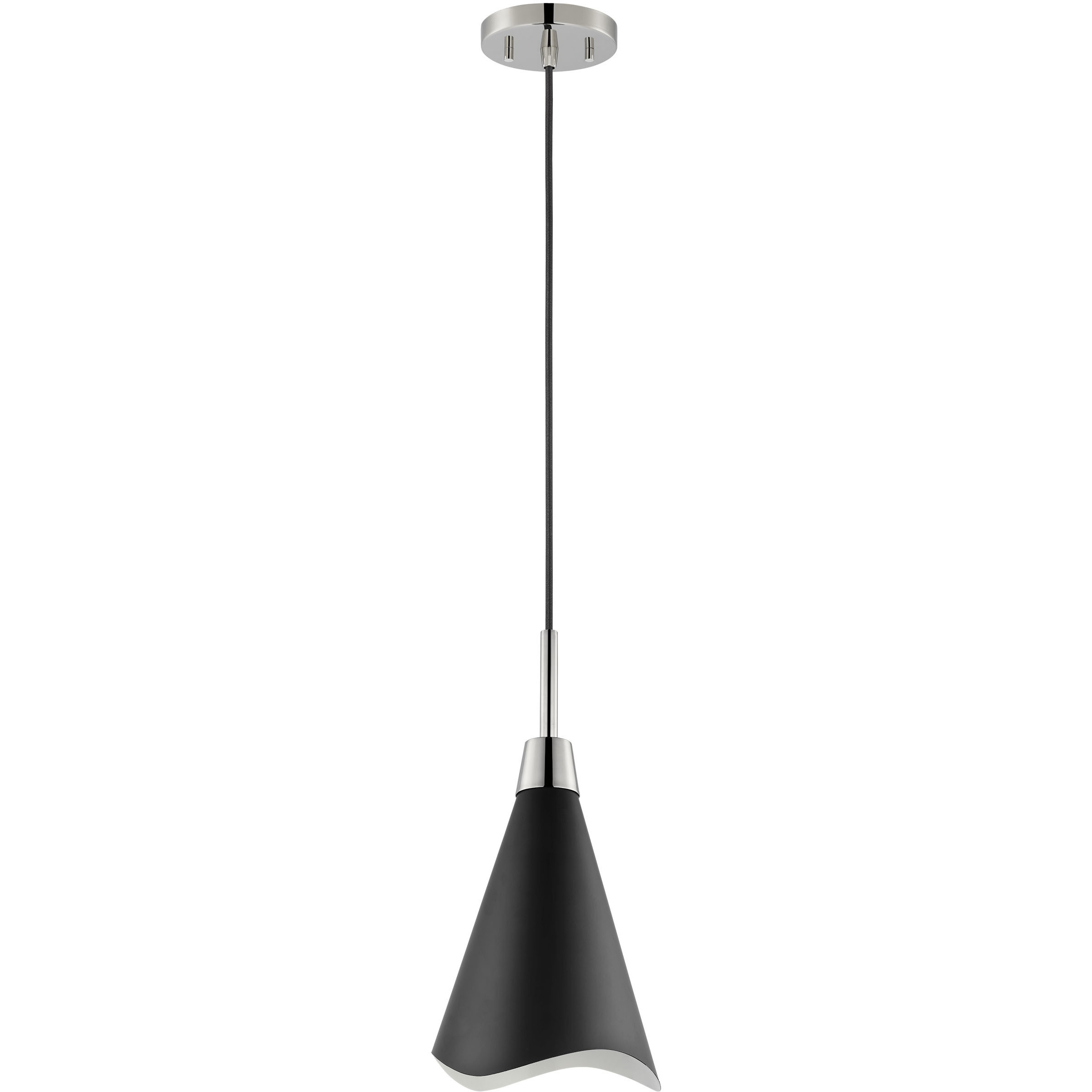 Tango 1 Light 7.88 inch Matte Black/Polished Nickel Pendant Ceiling Light