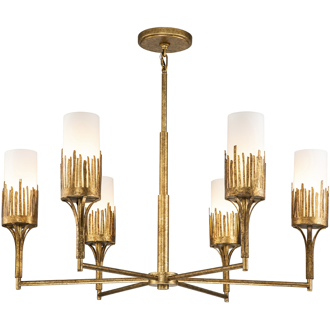 Sawgrass 6 Light 33 inch Gold Leaf Chandelier Ceiling Light