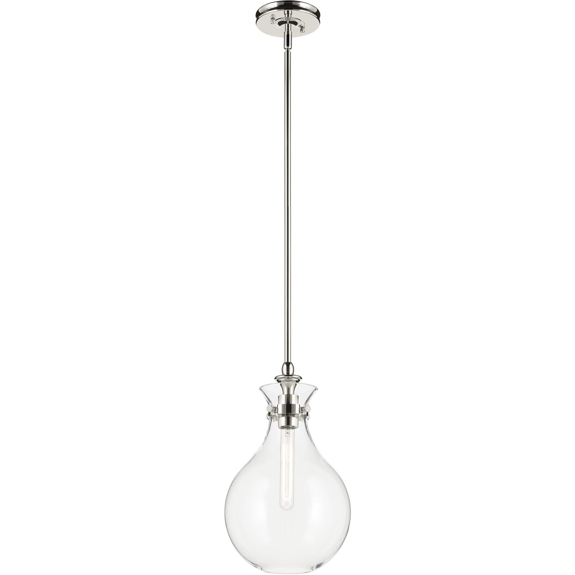 Laria 1 Light Polished Nickel Pendant Ceiling Light in Clear