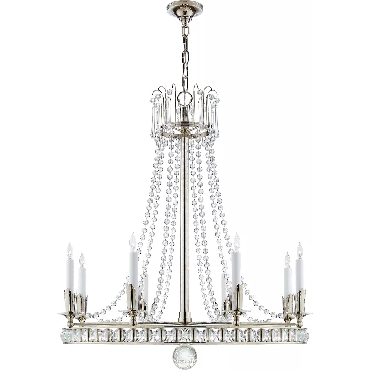 Joe Nye Regency 8 Light 31 inch Polished Nickel Chandelier Ceiling Light, Large