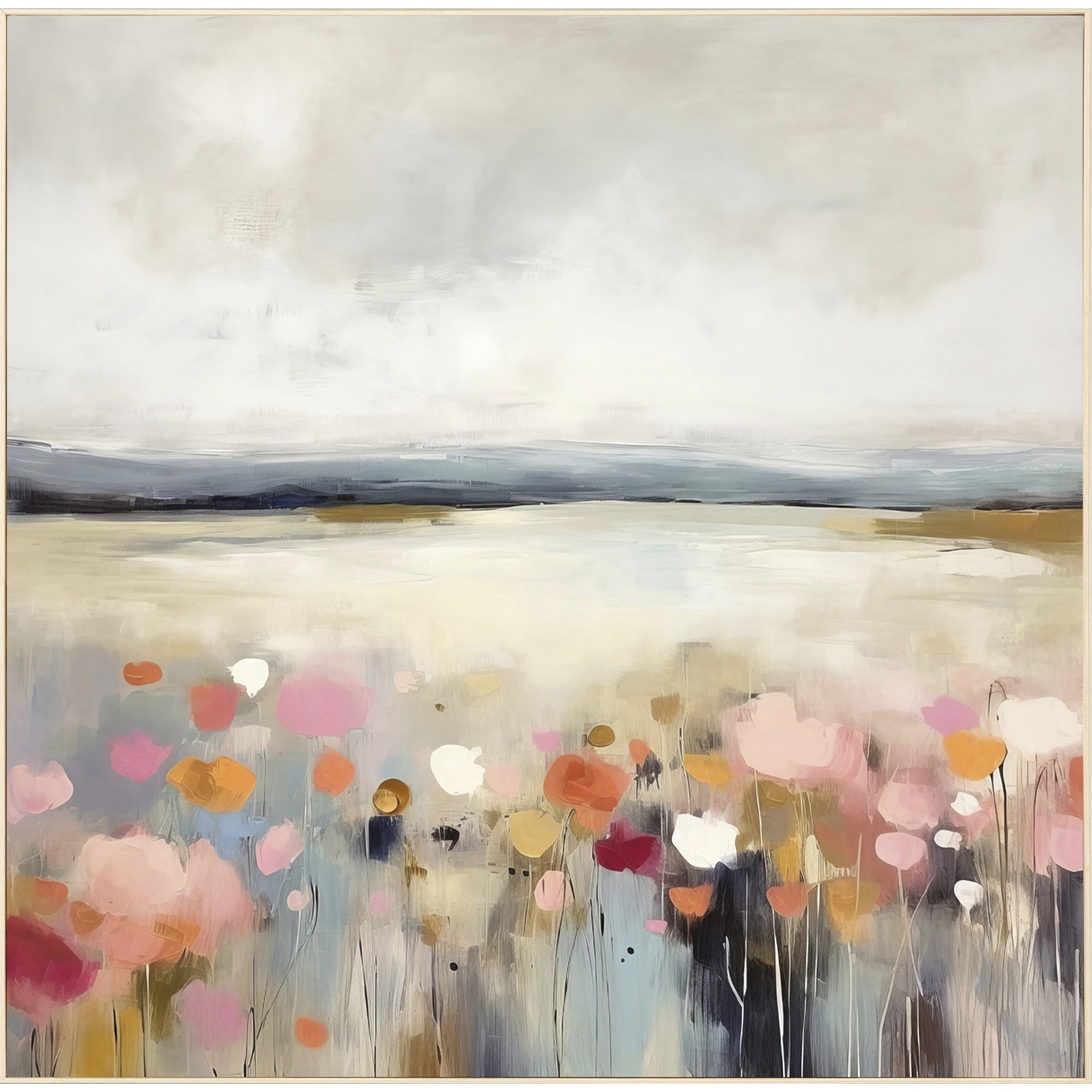 Observe the Beauty Pink and Beige and Blue and Multi Framed Art