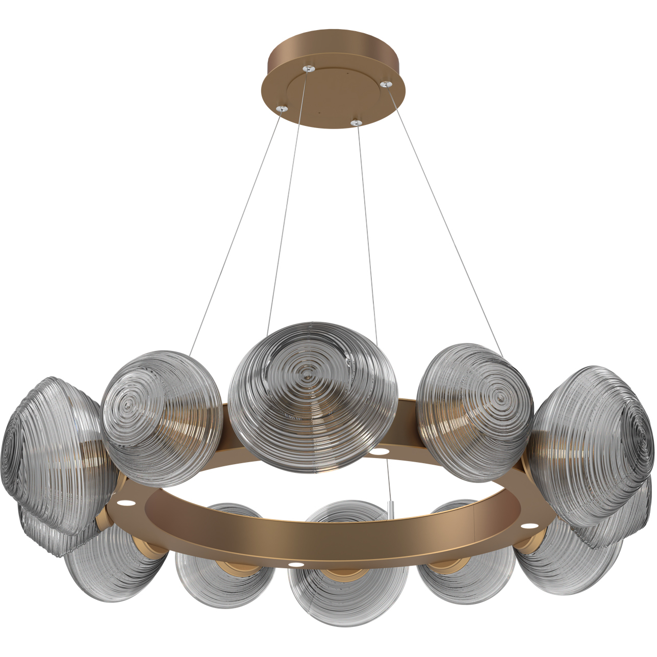 Mesa LED Novel Brass Multi-Pendant Ceiling Light in Smoke, 2700K LED