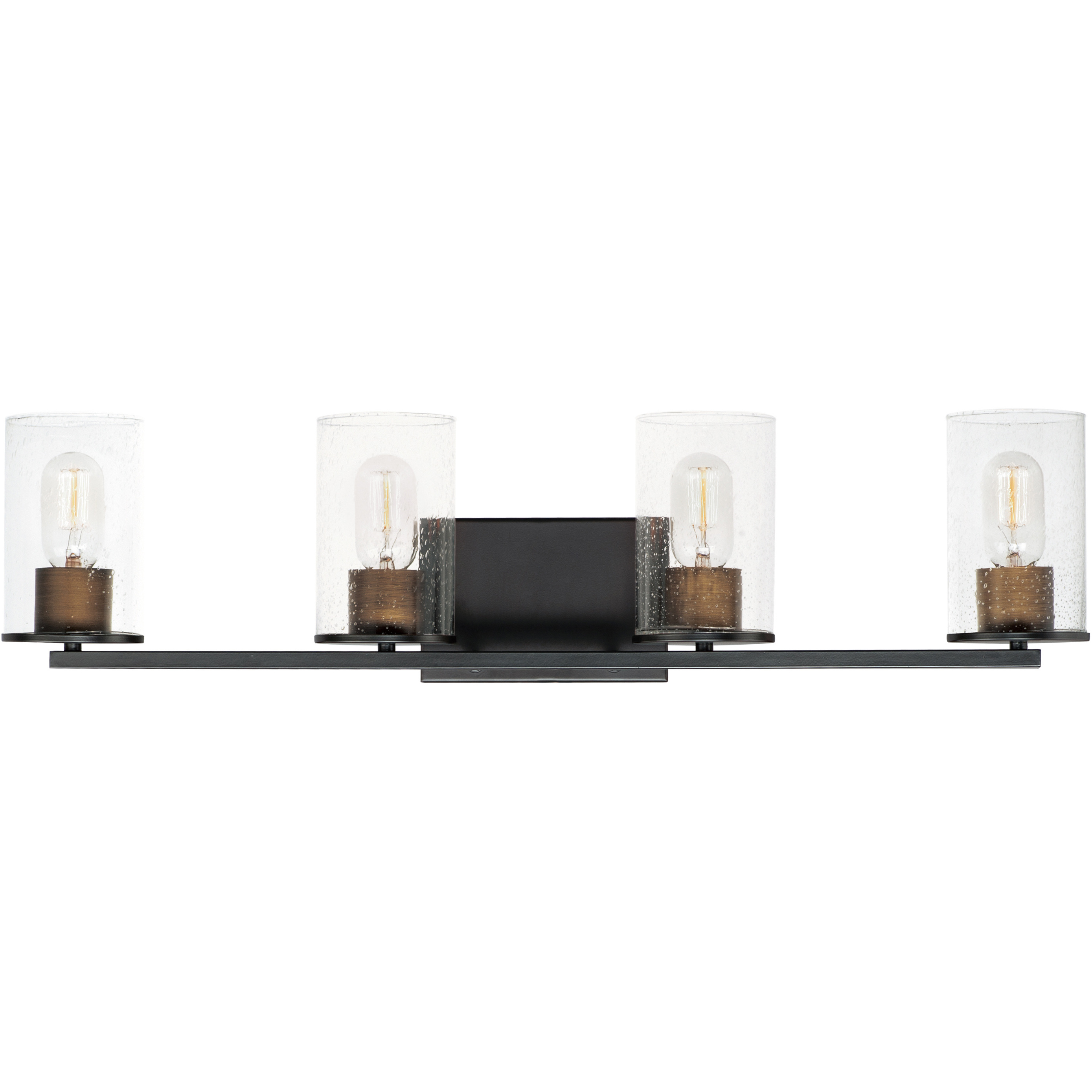 Sleek 4 Light 30.5 inch Antique Brass and Black Bath Vanity Wall Light