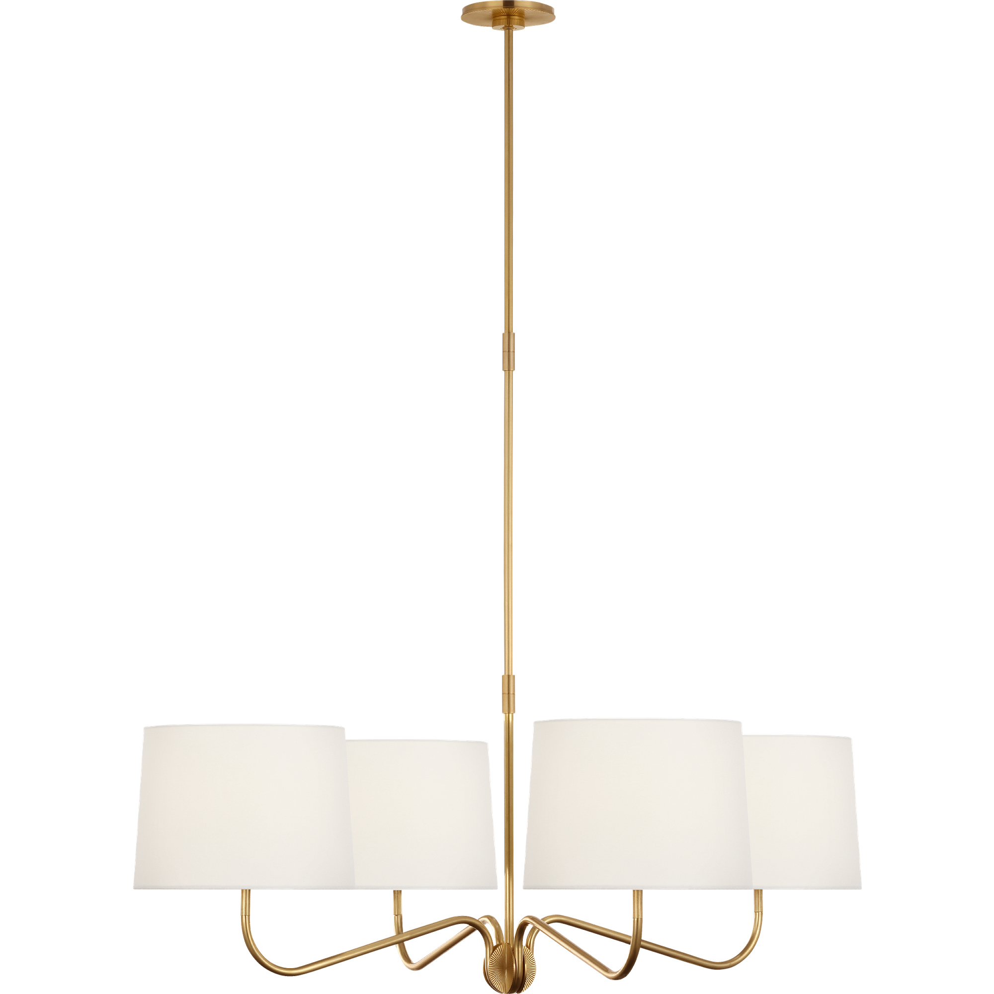 Thomas O'Brien Canto LED 40 inch Hand-Rubbed Antique Brass Four Arm Chandelier Ceiling Light, Large