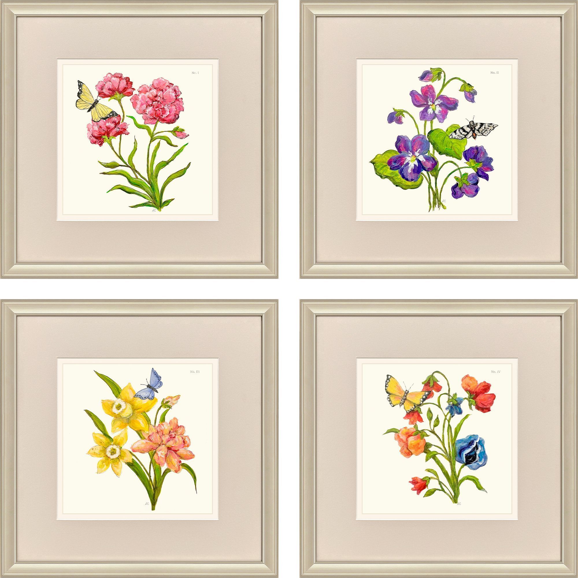 Fleur Melange Green and Red and Pink and Yellow Framed Art, Propac