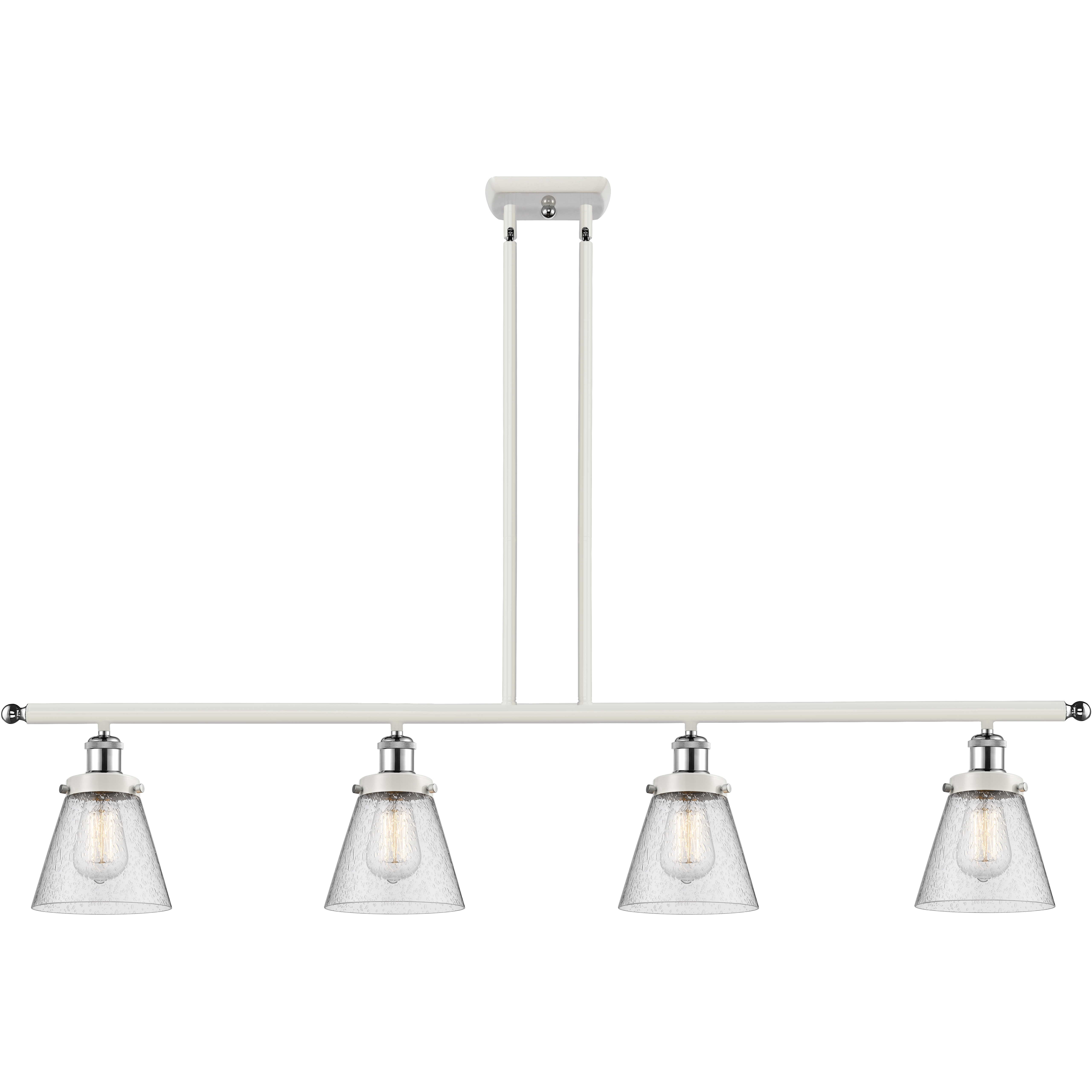 Ballston Small Cone 4 Light 48 inch White and Polished Chrome Island Light Ceiling Light in Seedy Glass