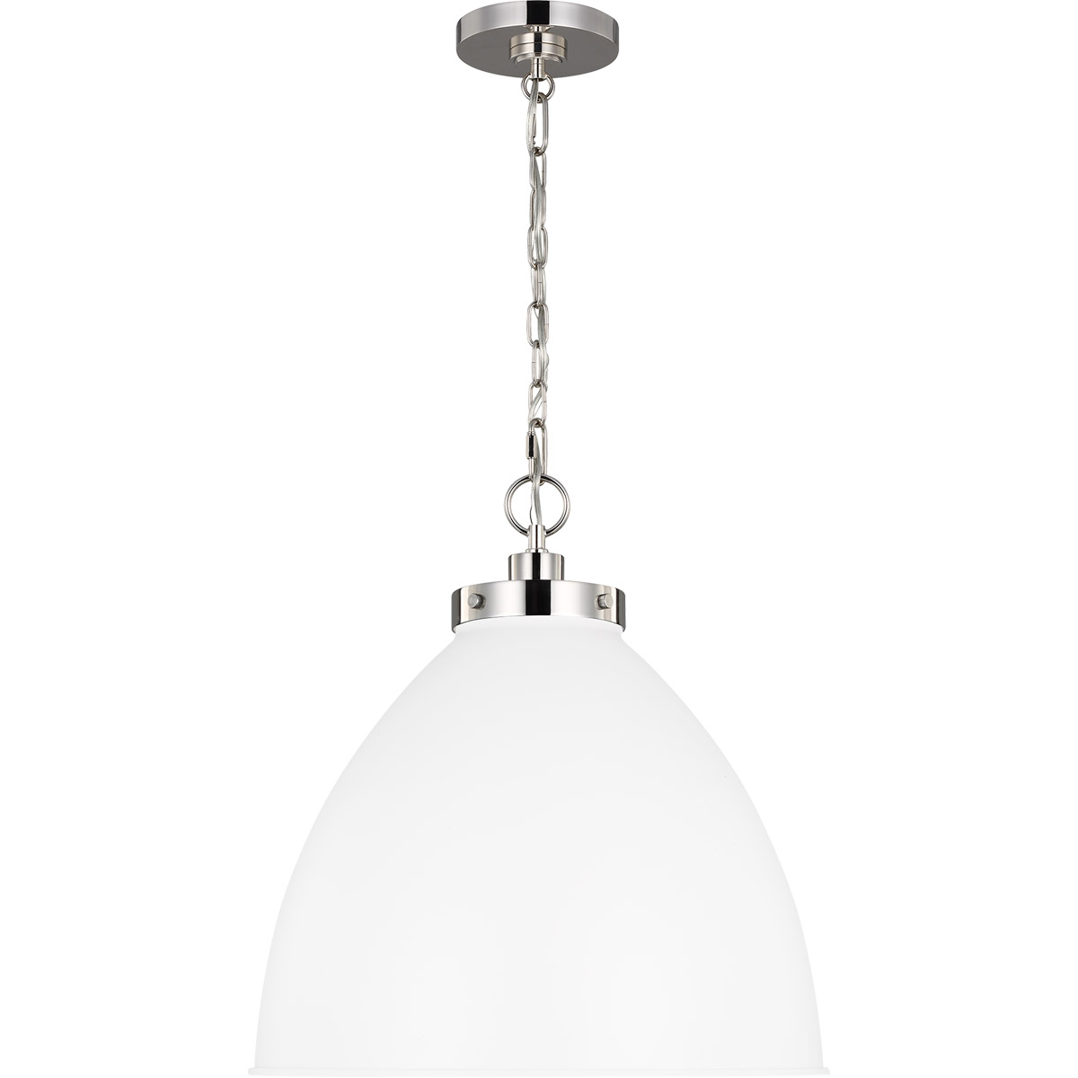 C&M by Chapman & Myers Wellfleet 1 Light 17.5 inch Matte White and Polished Nickel Pendant Ceiling Light in Matte White / Polished Nickel
