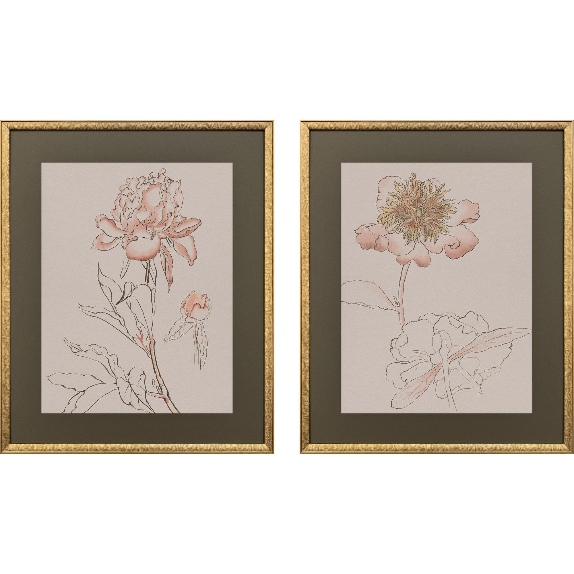 Delicate Sketch 33146 Pink and Gray and Neutral Framed Art
