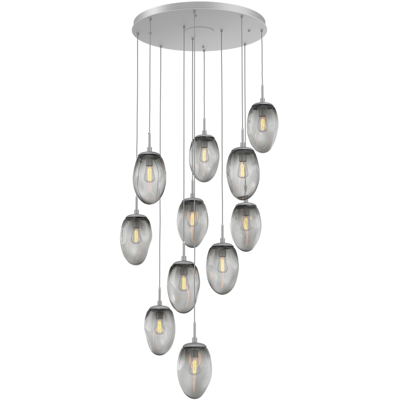 Meteo Incandescent 11 Light Classic Silver Chandelier Ceiling Light, Round Multi-Pendant