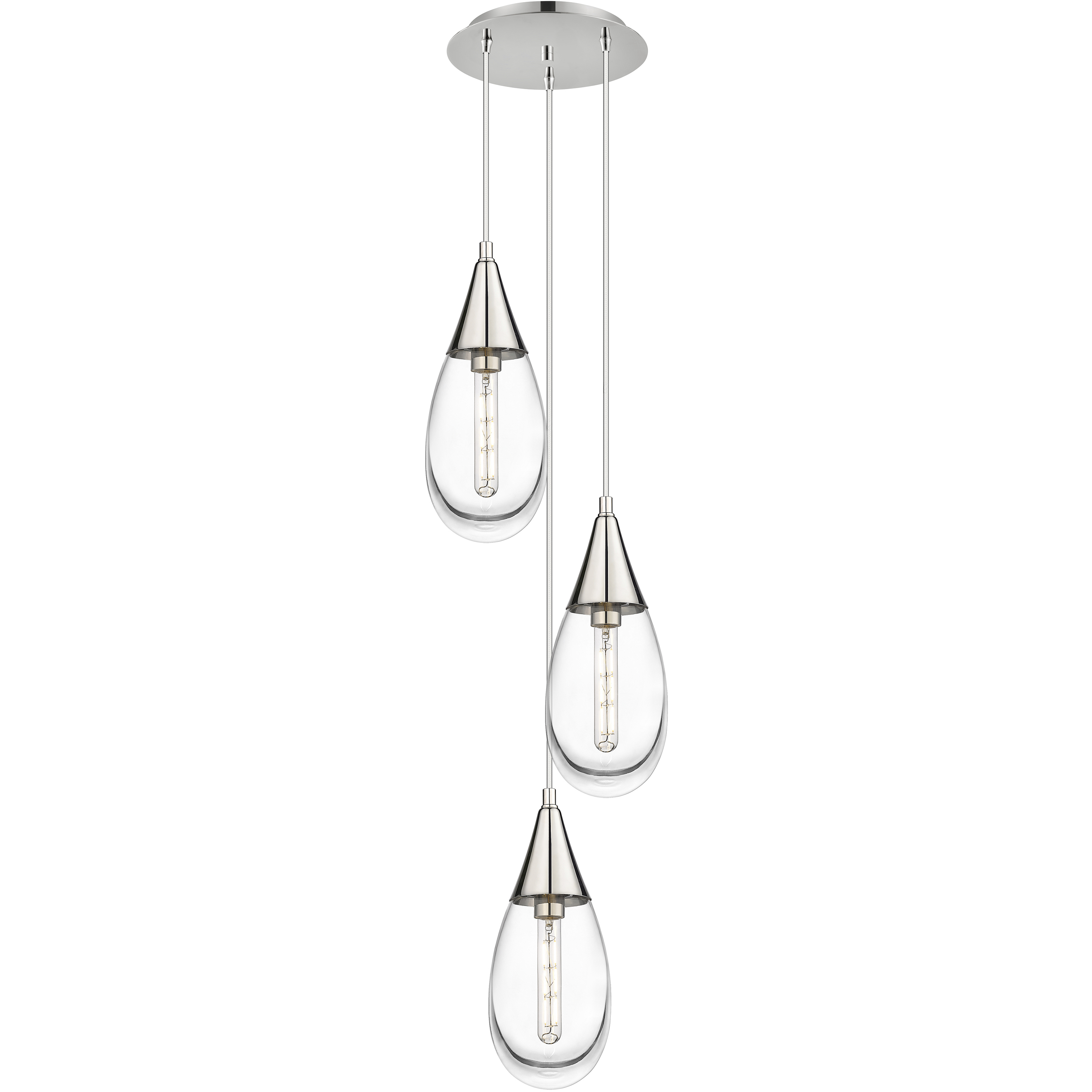 Malone 3 Light 13.5 inch Polished Nickel Multi Pendant Ceiling Light in Clear Glass