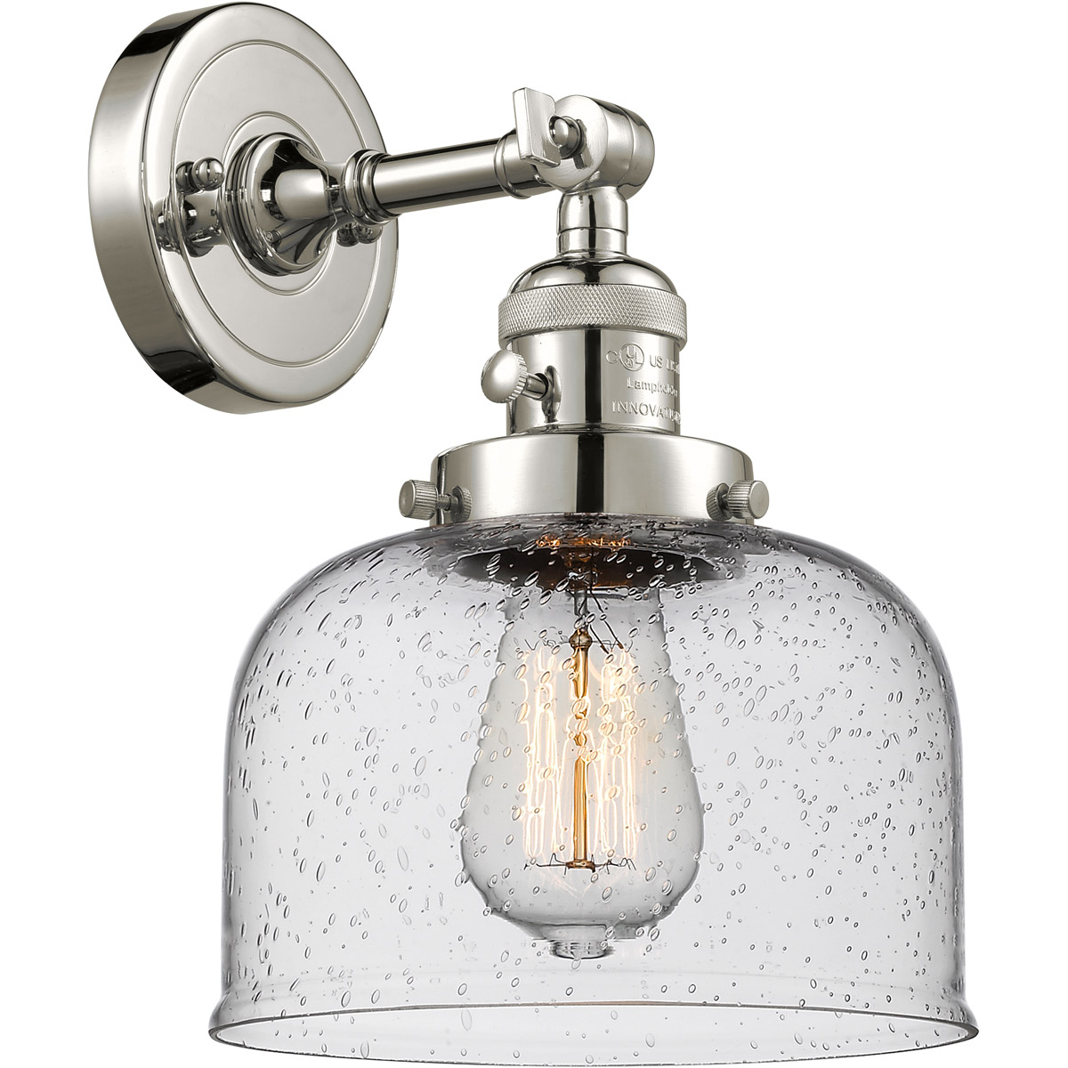 Franklin Restoration Large Bell LED 8 inch Polished Nickel Sconce Wall Light, Franklin Restoration
