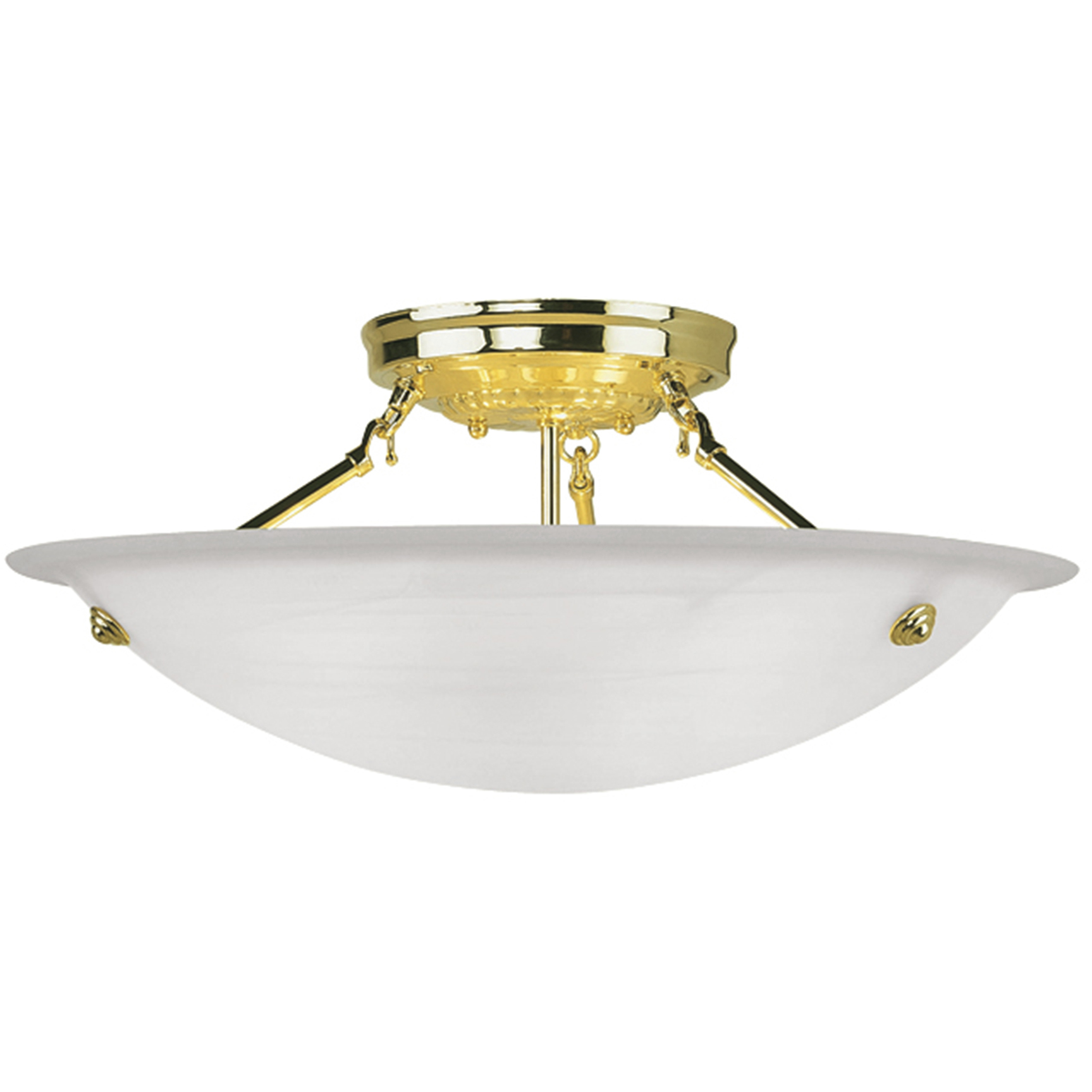 Oasis 3 Light 20 inch Polished Brass Semi-Flush Ceiling Light