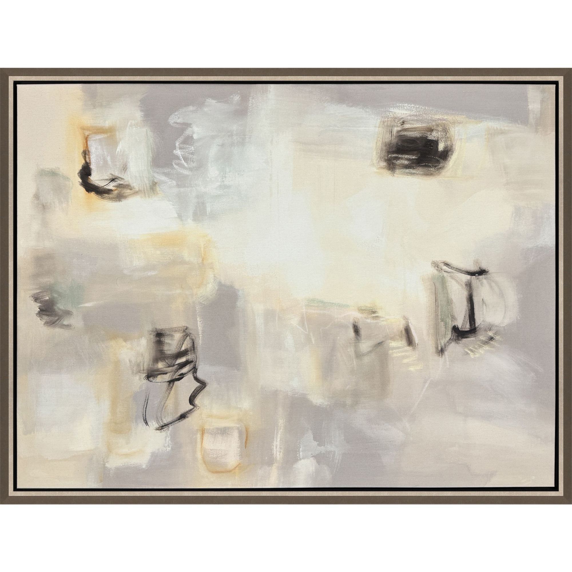 Loves Promise Gray and Beige and White and Yellow Canvas