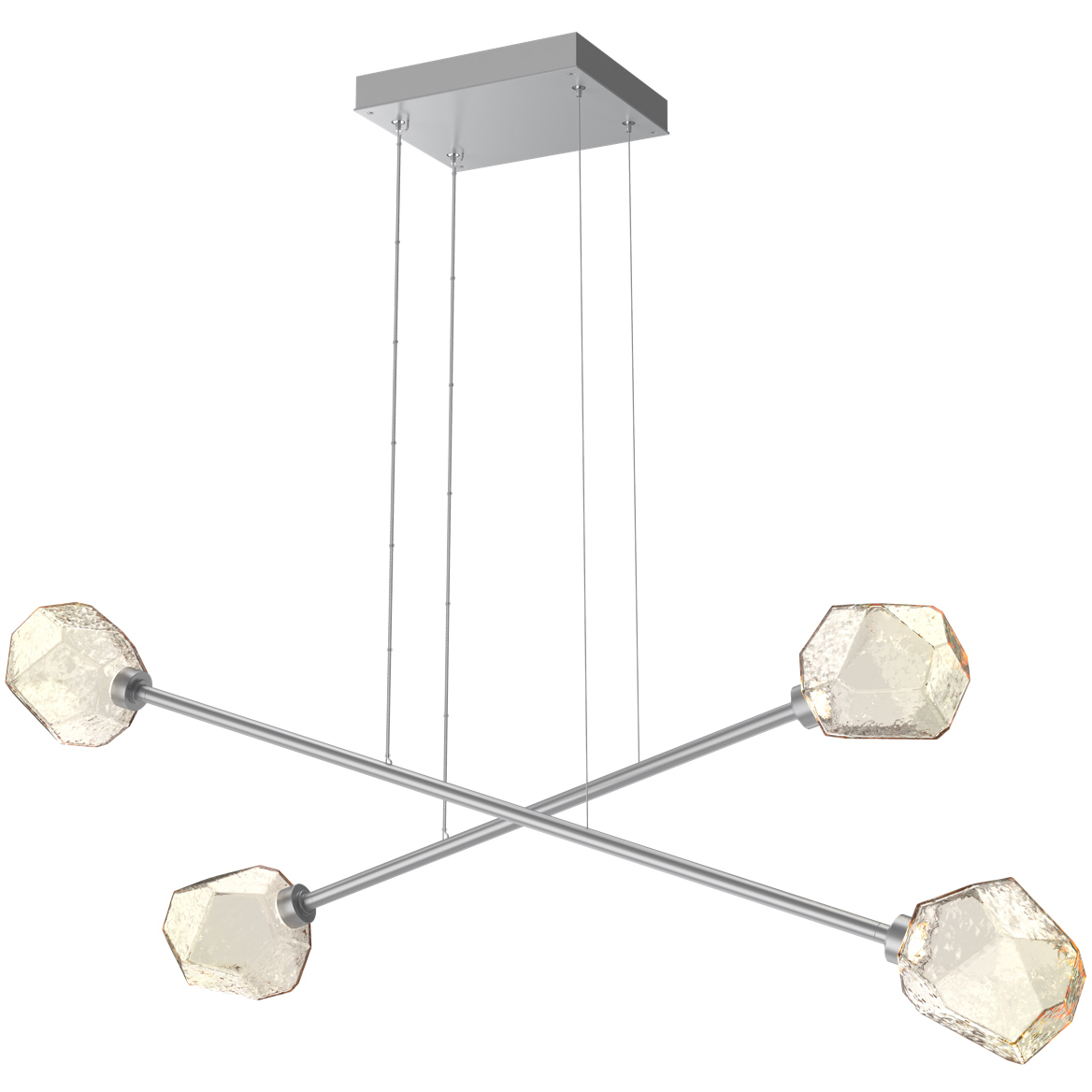 Gem LED Classic Silver Linear Multi-Pendant Ceiling Light in 3000K LED, Amber, Double Moda