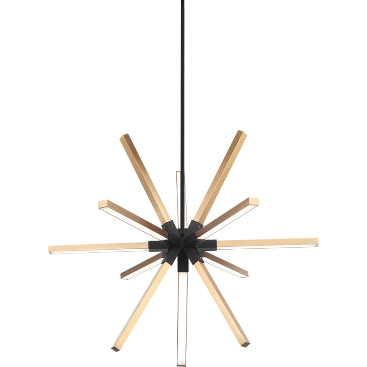 Asterisk LED 32 inch Matte Black and Aged Gold Brass Pendant Ceiling Light