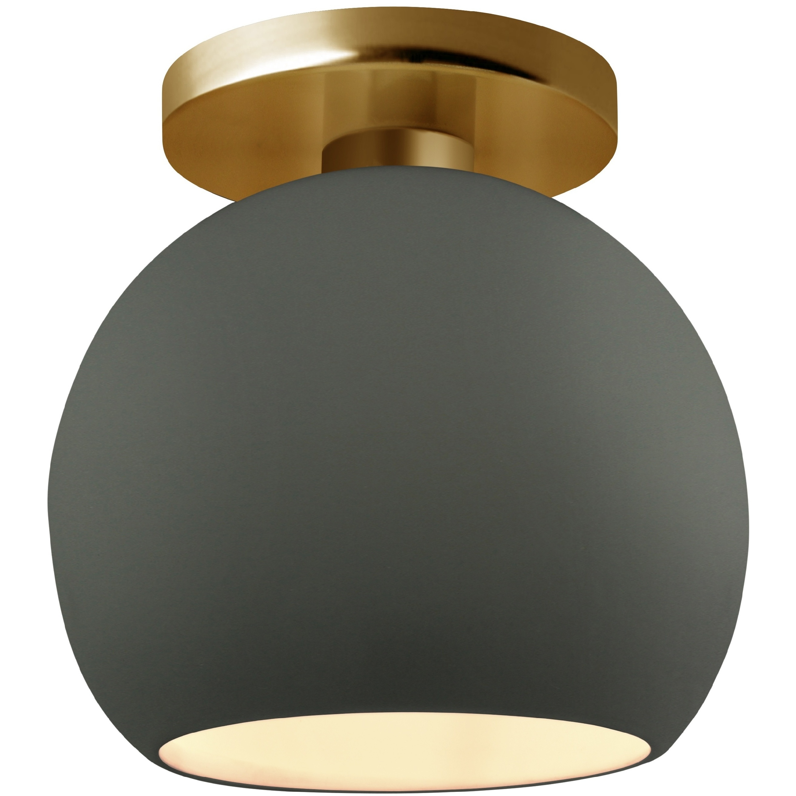 Radiance 1 Light 10 inch Pewter Green and Brushed Brass Semi Flush Ceiling Light