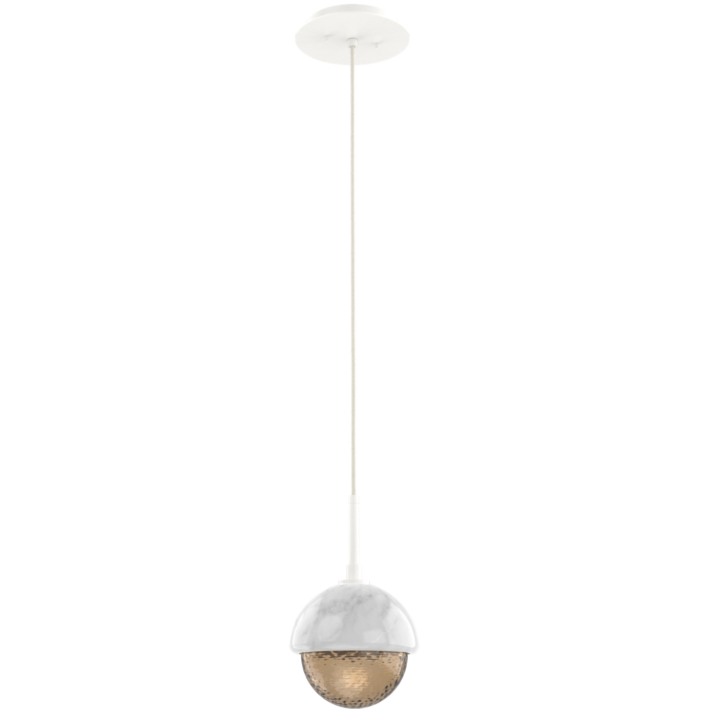Cabochon LED 6.2 inch Salt White with White Marble Pendant Ceiling Light in 3000K LED, Bronze