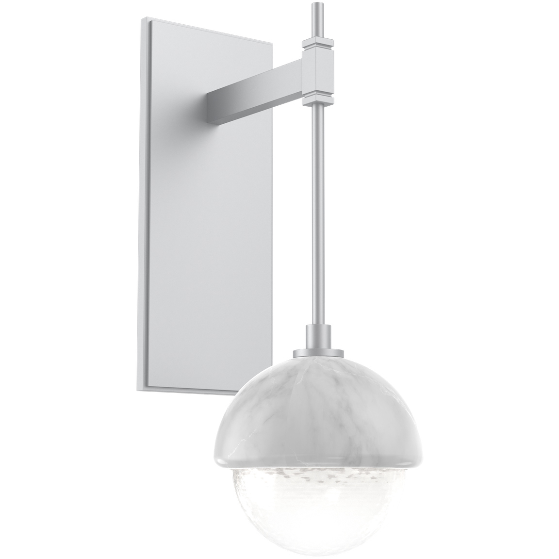 Cabochon LED 9.2 inch Classic Silver with White Marble Sconce Wall Light in 2700K LED, Opal White, Tempo