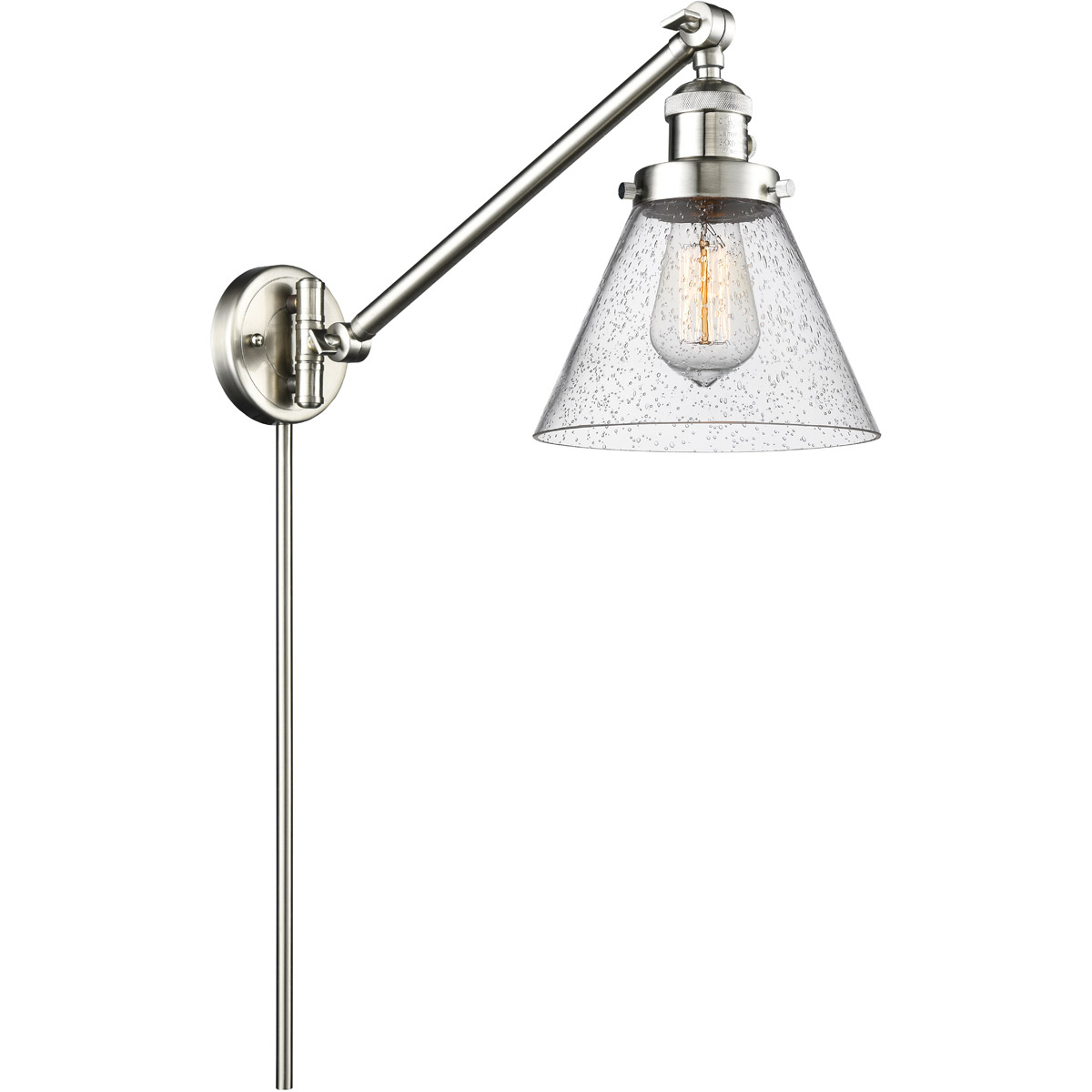Large Cone 30 inch 3.50 watt Satin Nickel Swing Arm Wall Light, Franklin Restoration