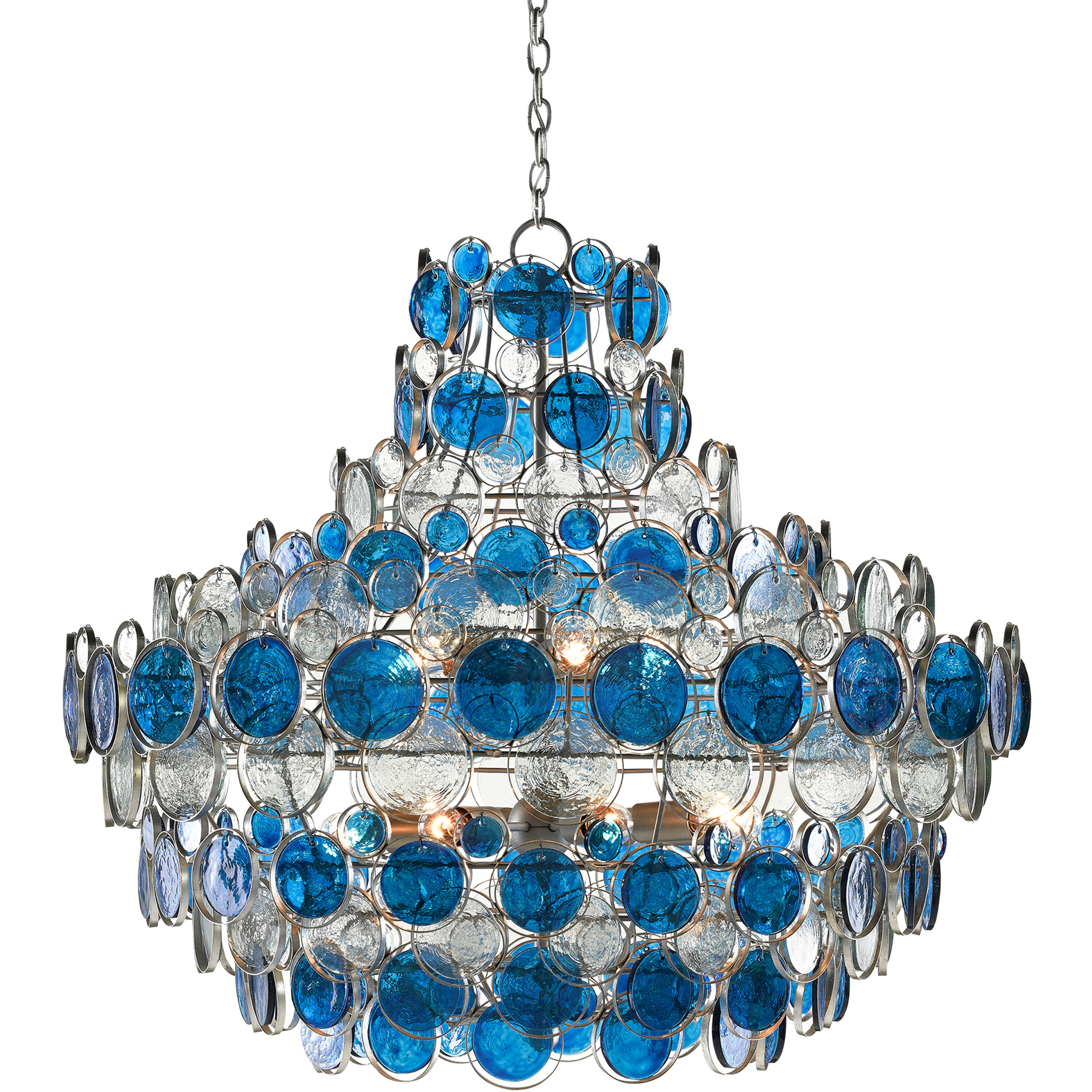 Galahad 12 Light 43 inch Contemporary Silver Leaf and Silver Chandelier Ceiling Light, Large