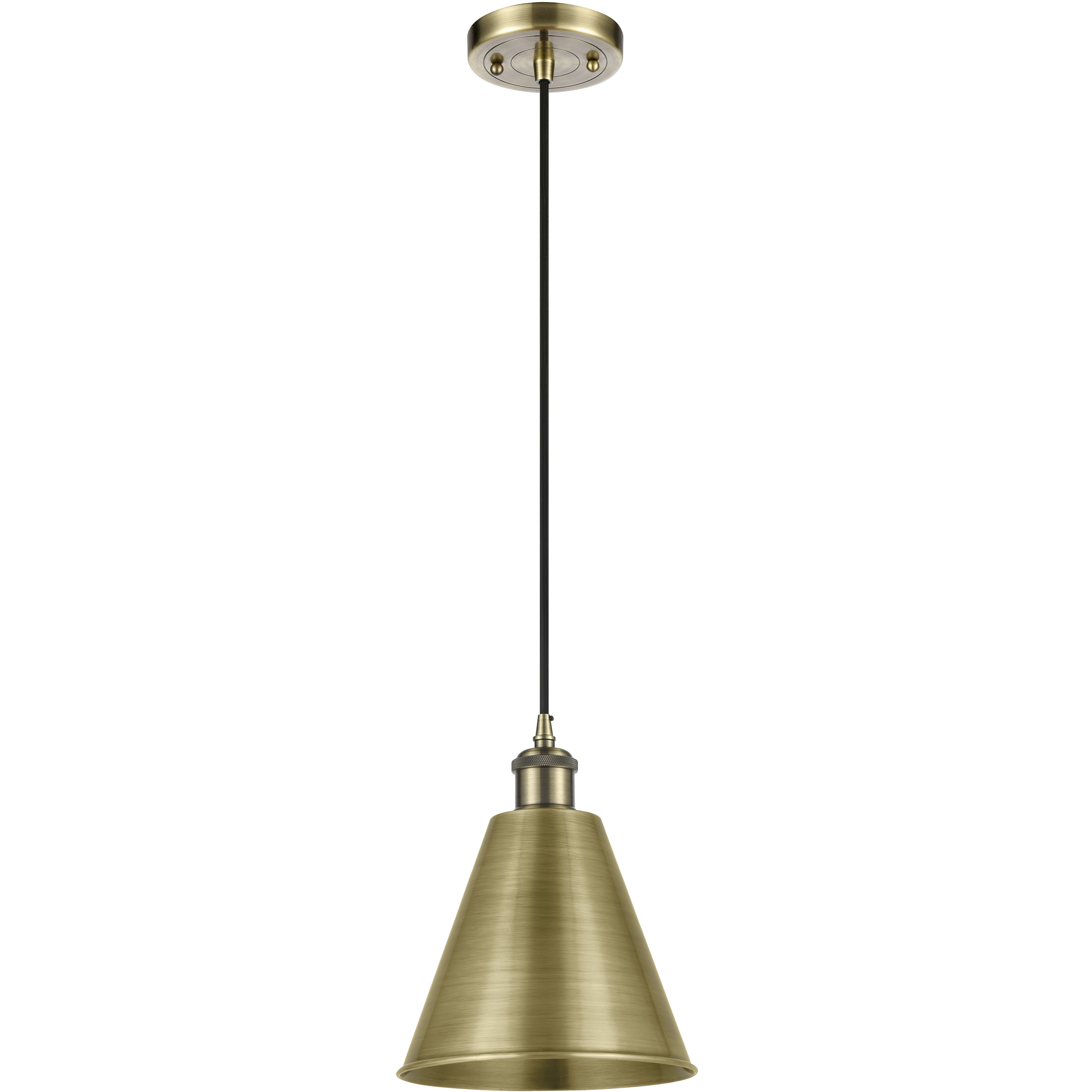 Ballston Cone 1 Light 8 inch Antique Brass Mini Pendant Ceiling Light